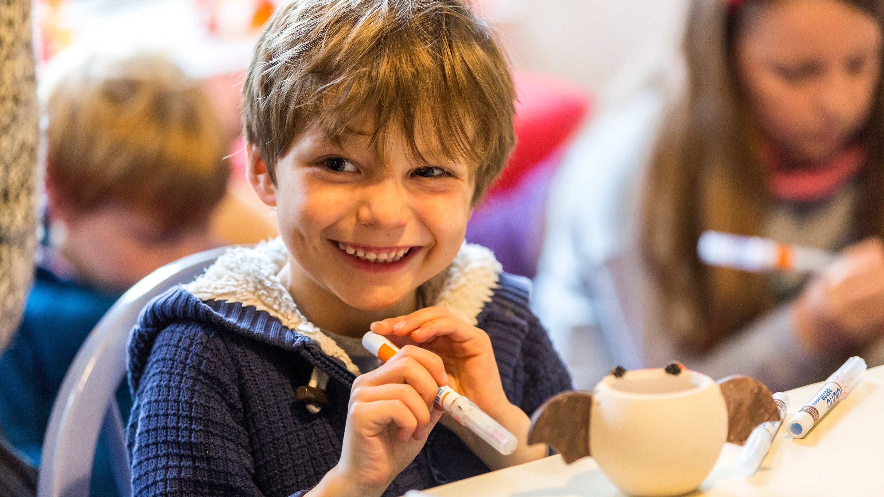 Children doing Halloween craft activities