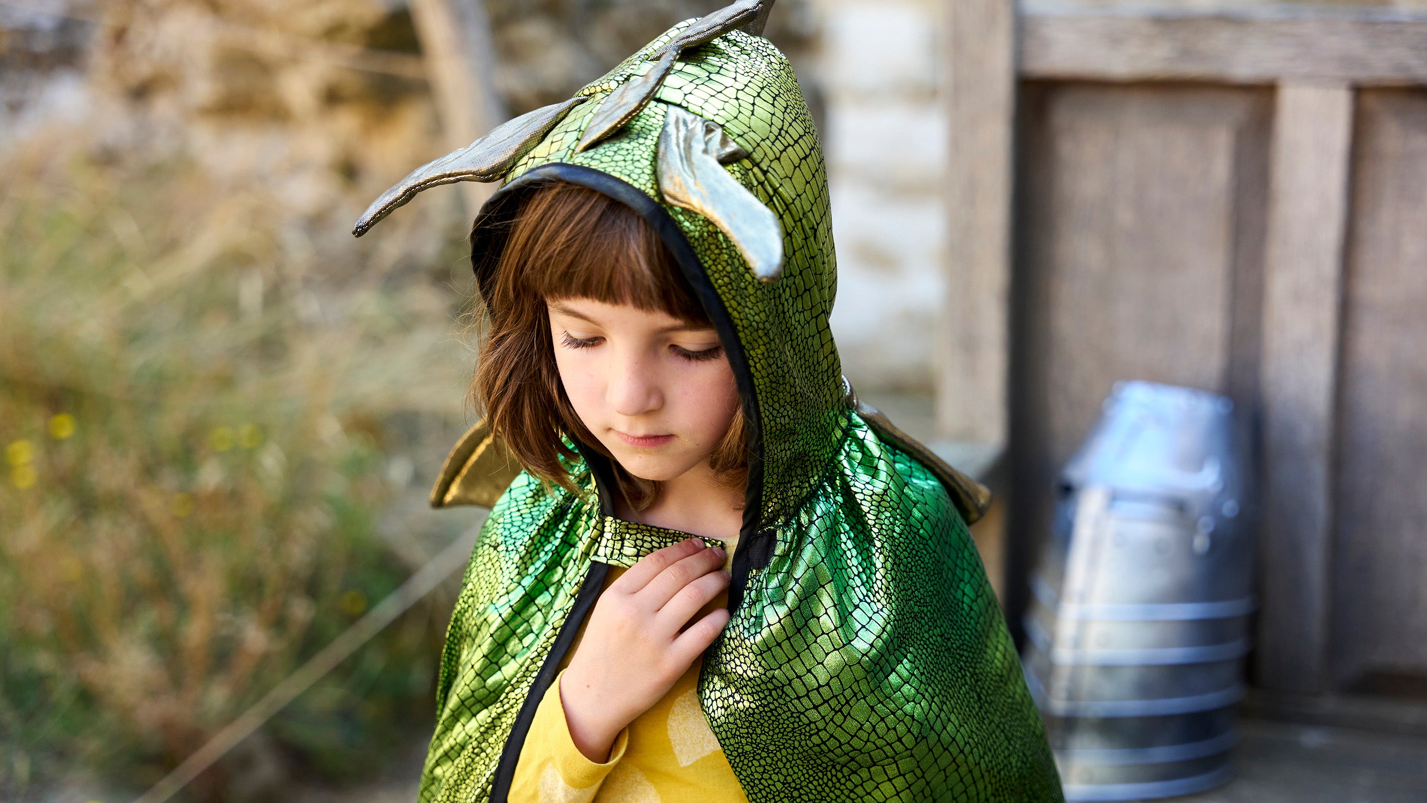 Child in dragon costume at Bodiam Castle