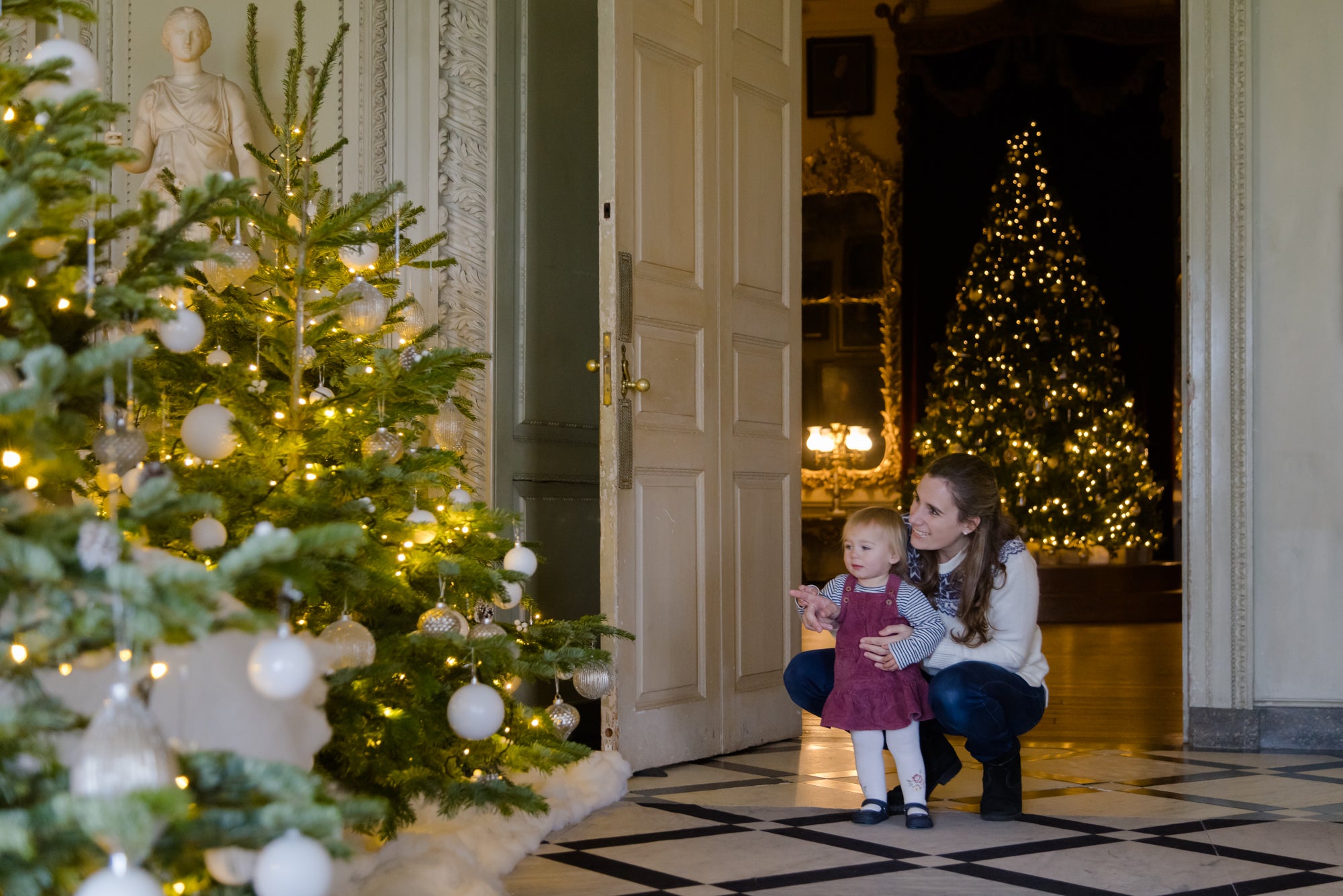 The enchanted winter forest in the Marble Hall at Petworth, West Sussex