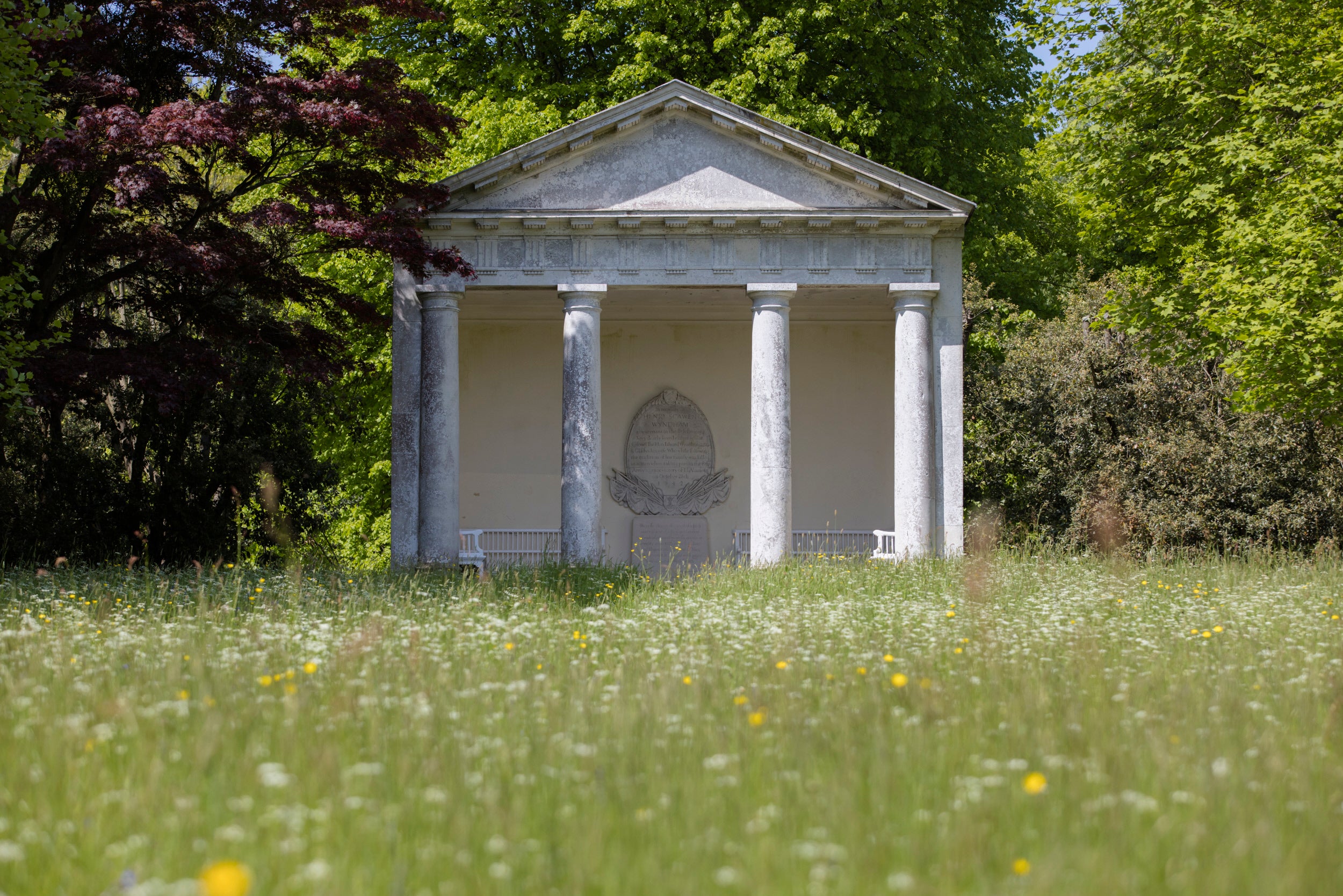 View of the Doric Temple in the Pleasure Grounds at Petworth House, West Sussex