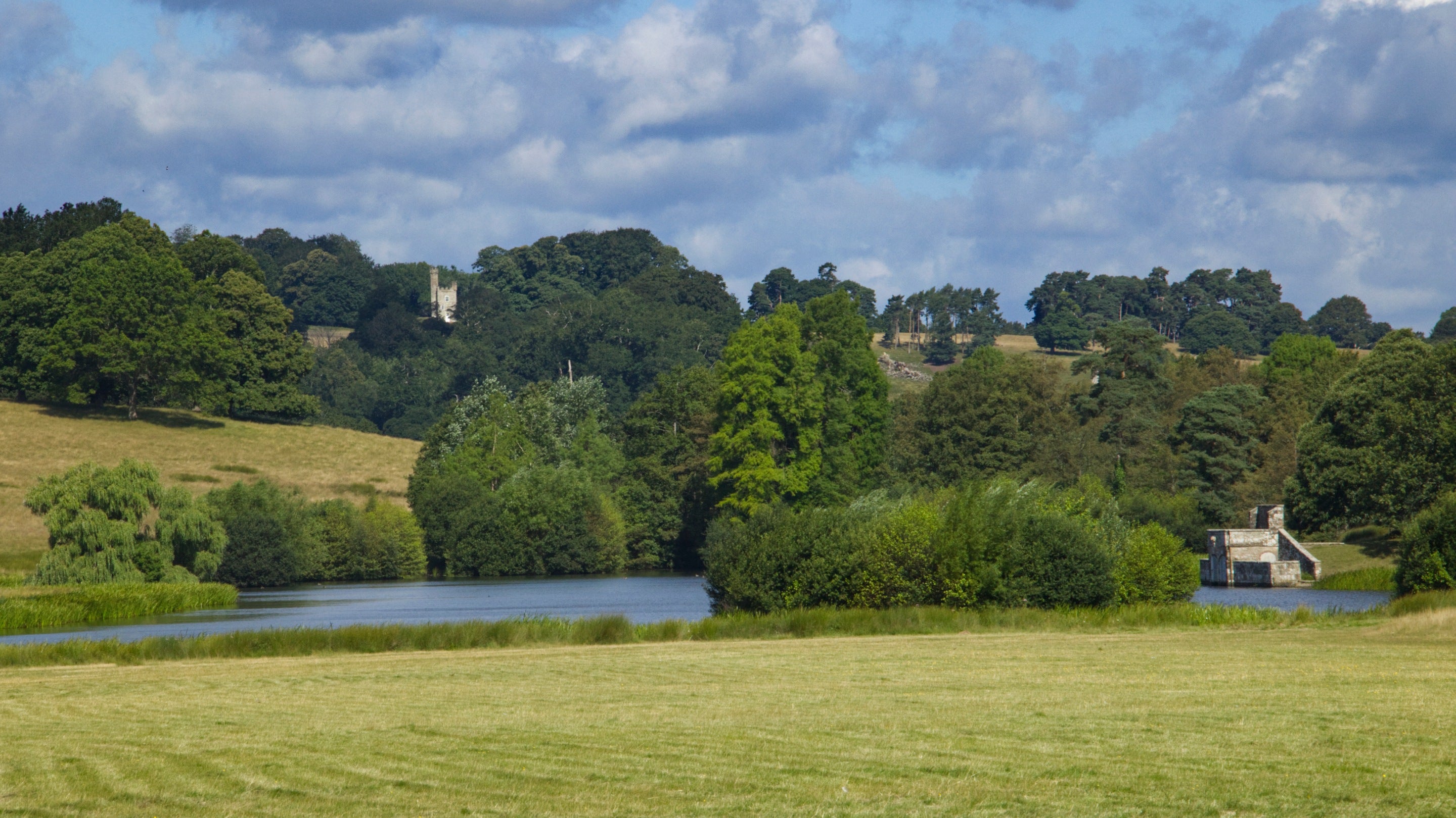 Monument and Boat House at Petworth House and Park, West Sussex