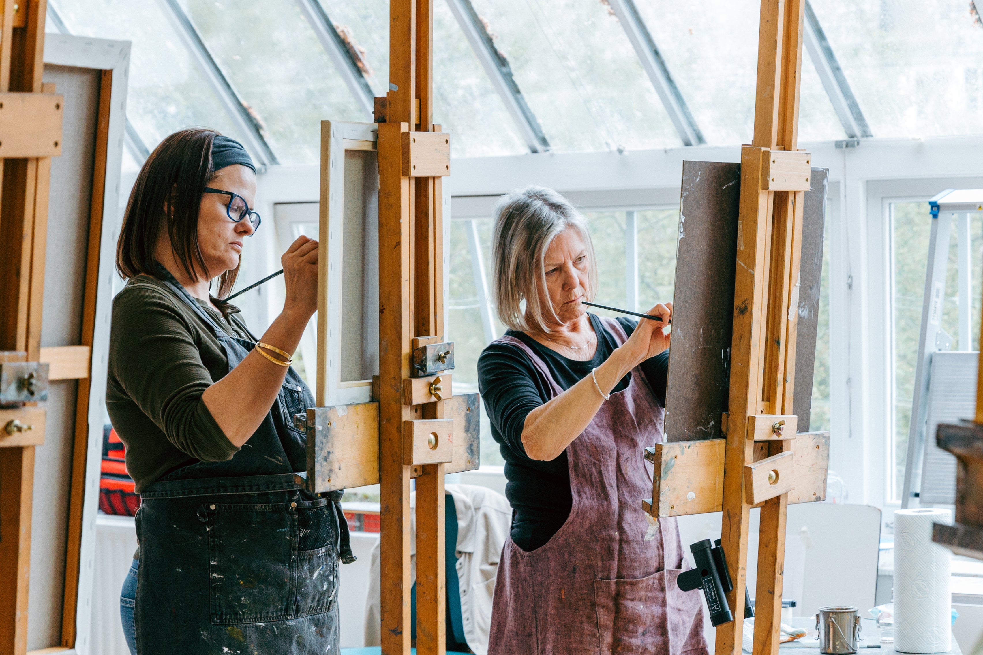 Students painting at West Dean College