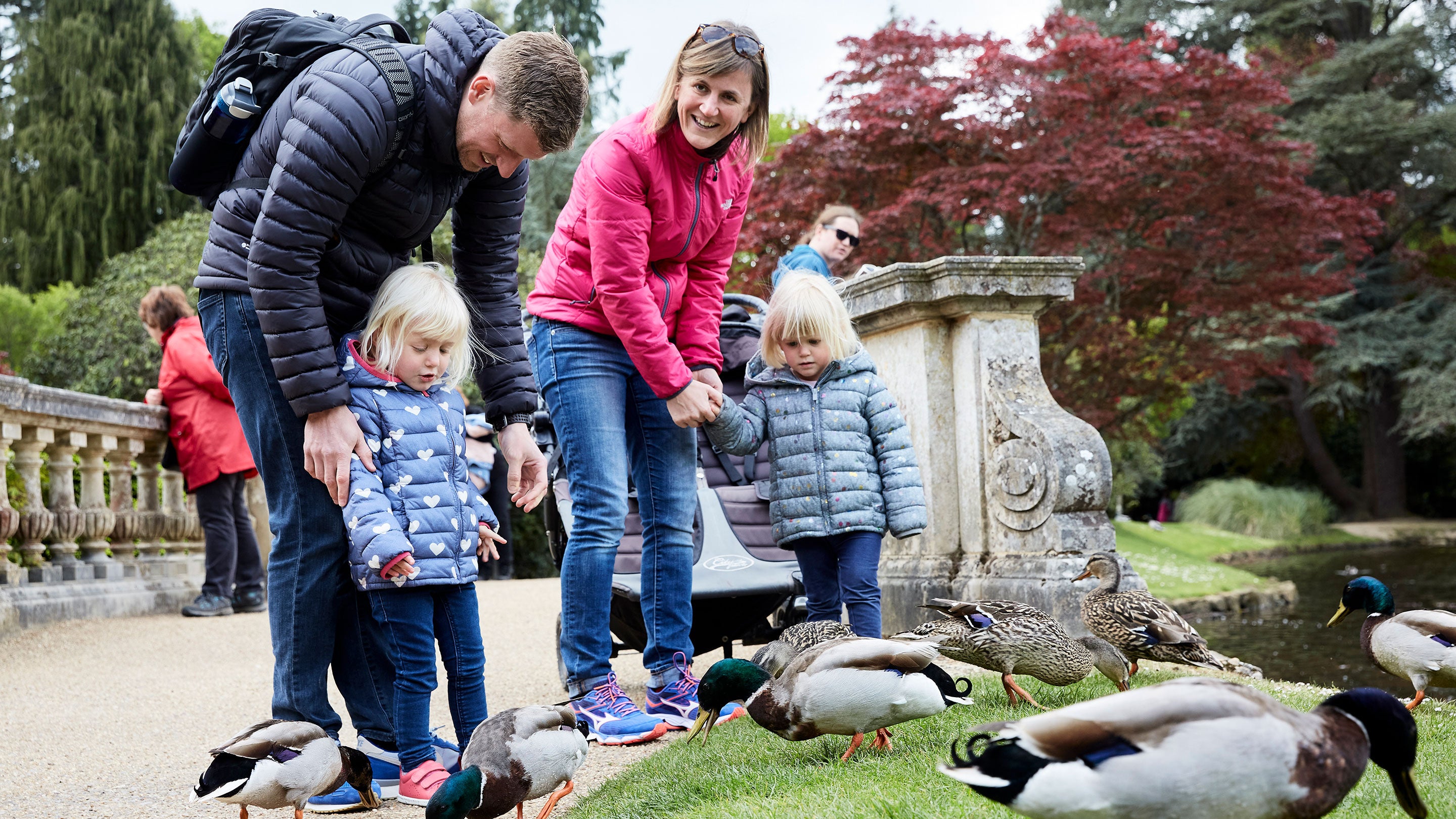 Ducks and a family at Sheffield Park and Garden