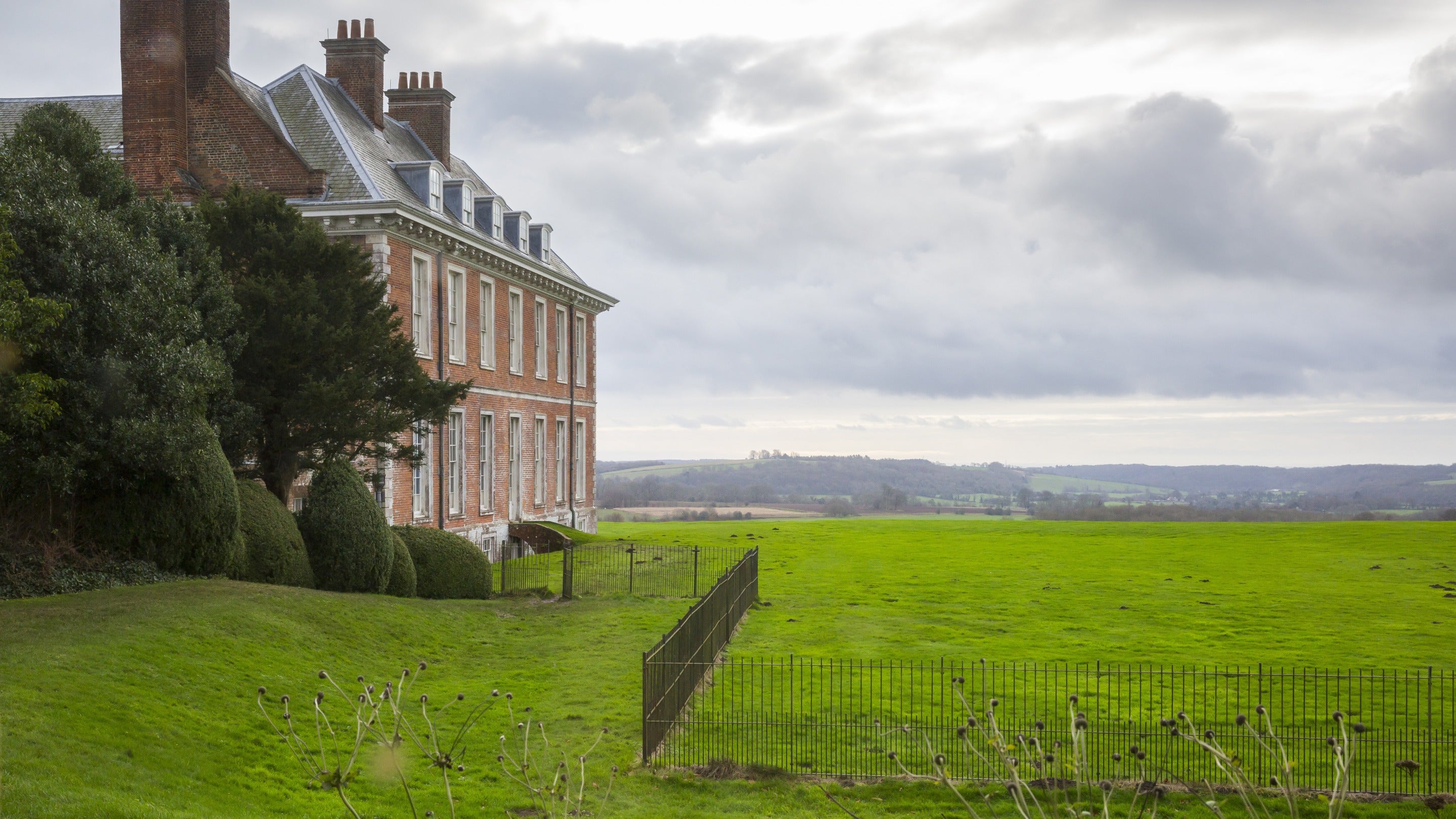 House and grounds in winter at Uppark, West Sussex