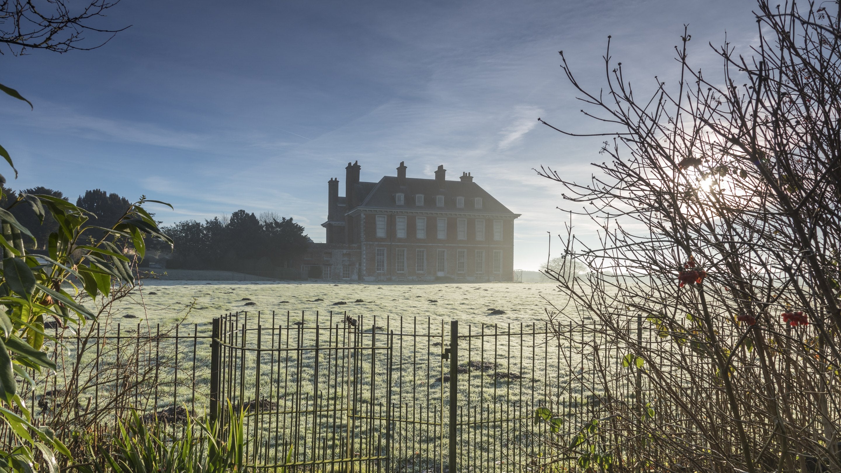Winter sunrise over Uppark House and Garden, West Sussex