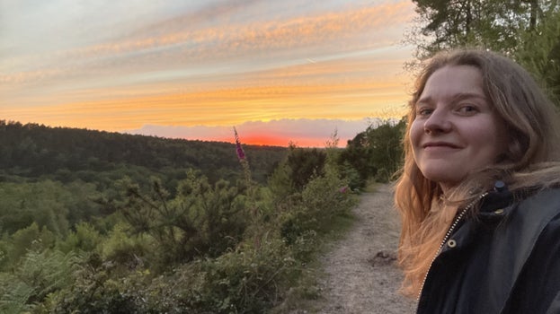 Ranger Charlotte Ely carries out a nightjar survey at Dukes Warren