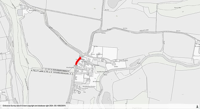 A black and white Ordnance Survey map showing Woolbeding Gardens, Midhurst, West Sussex