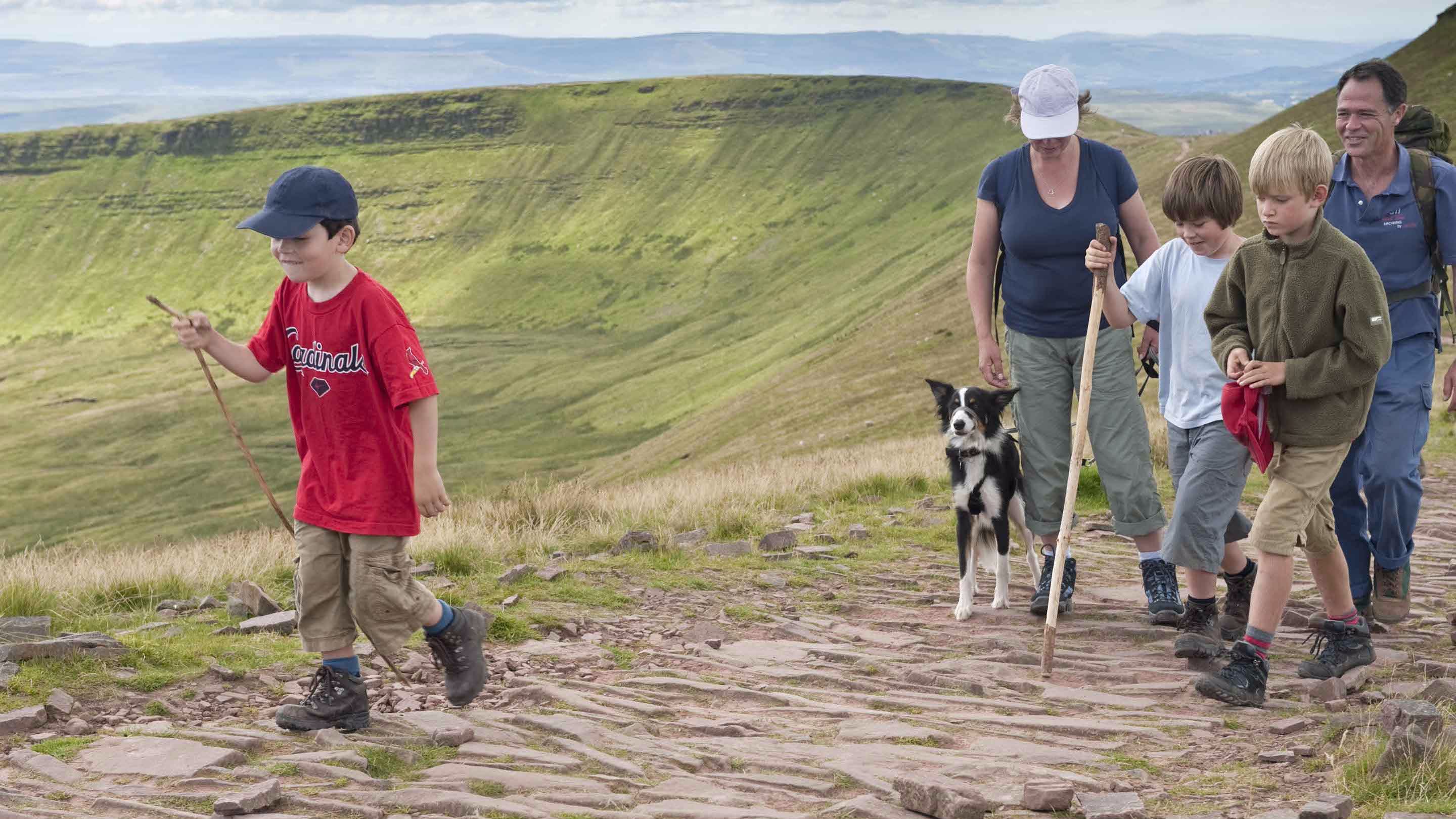 Walking on Pen y Fan in the Brecon Beacons National Park, South Wales.