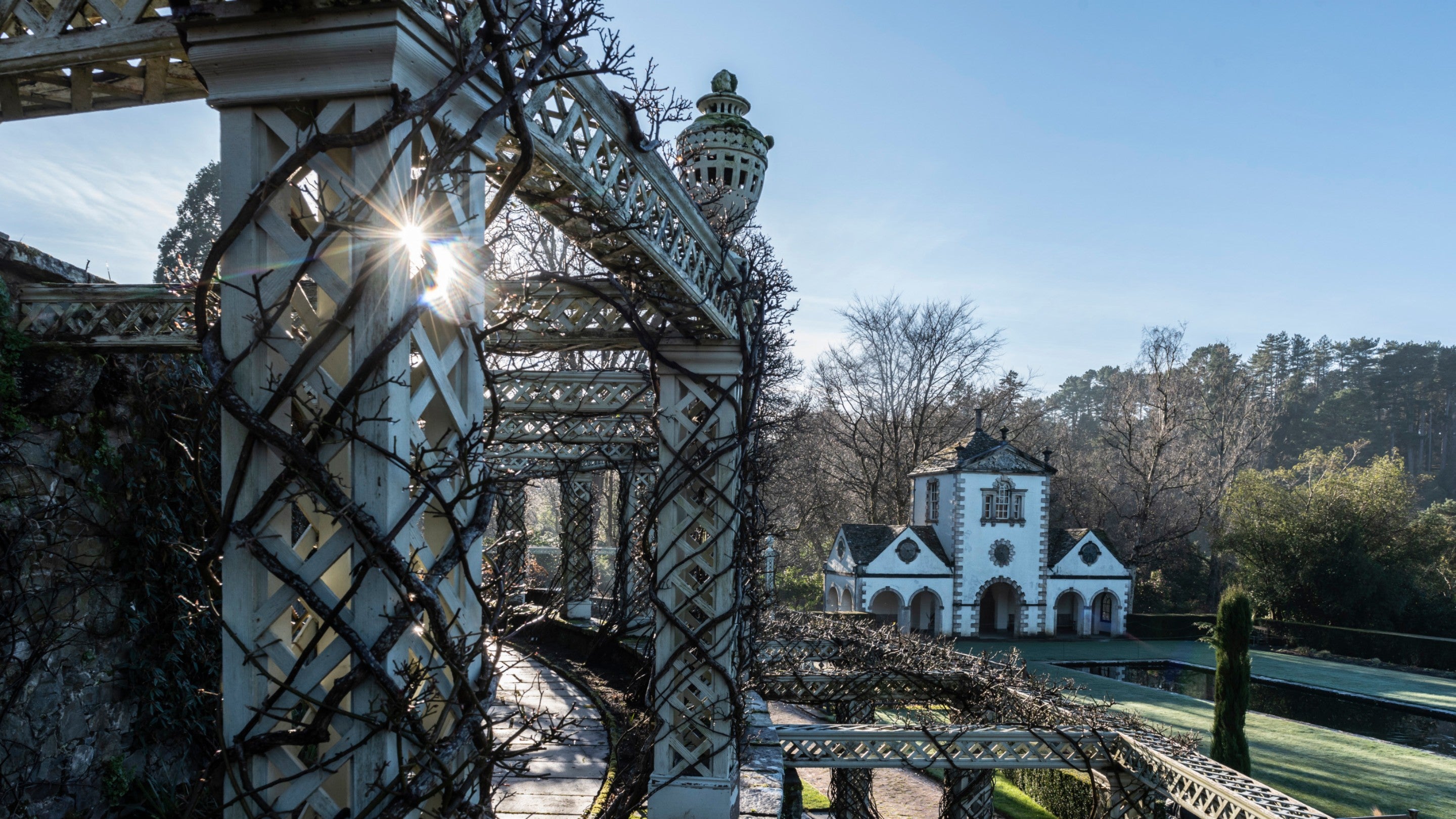 Bodnant Garden's Pin Mill and Lower Rose Terrace in Winter