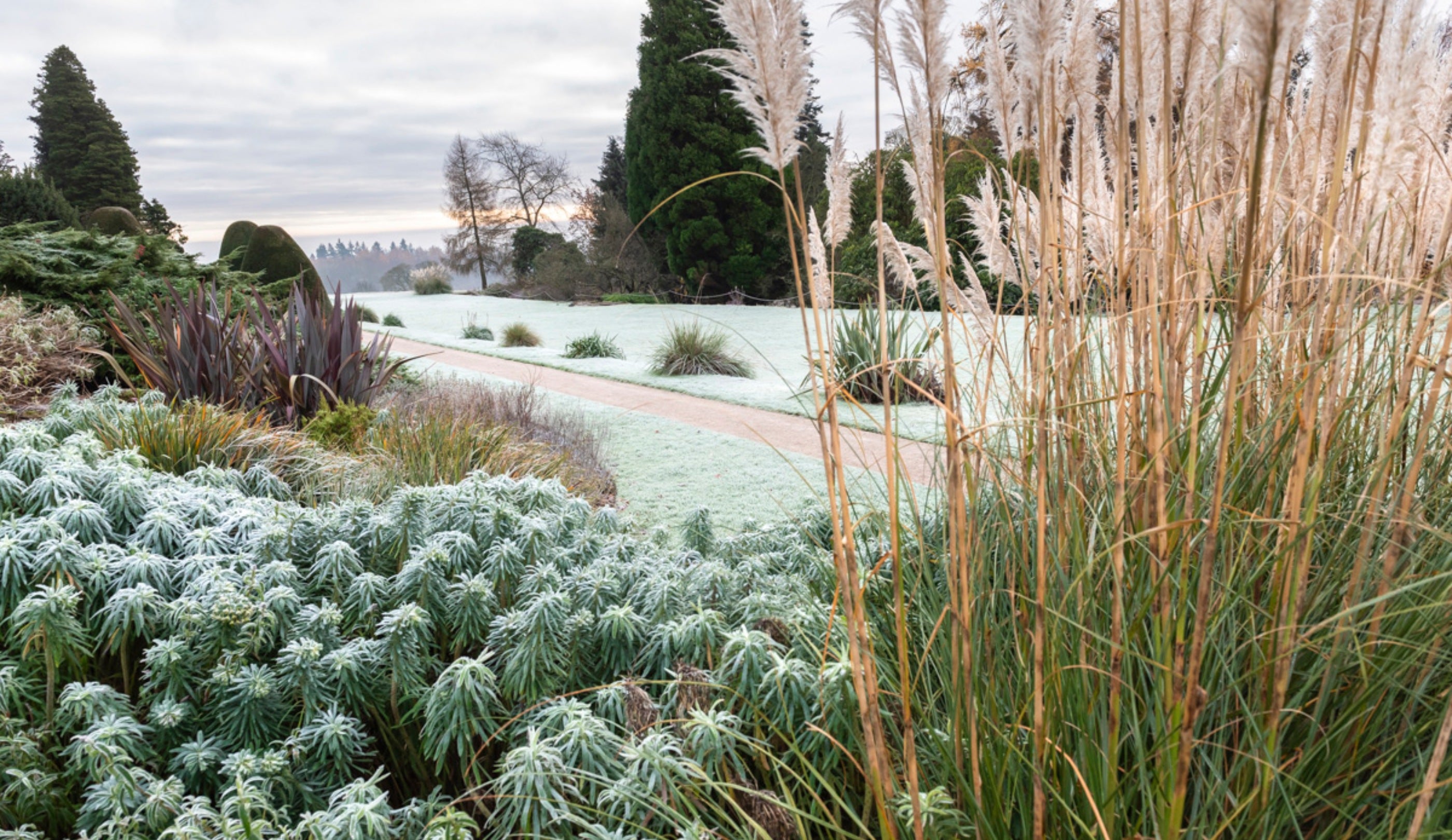 The garden in winter at Chirk Castle