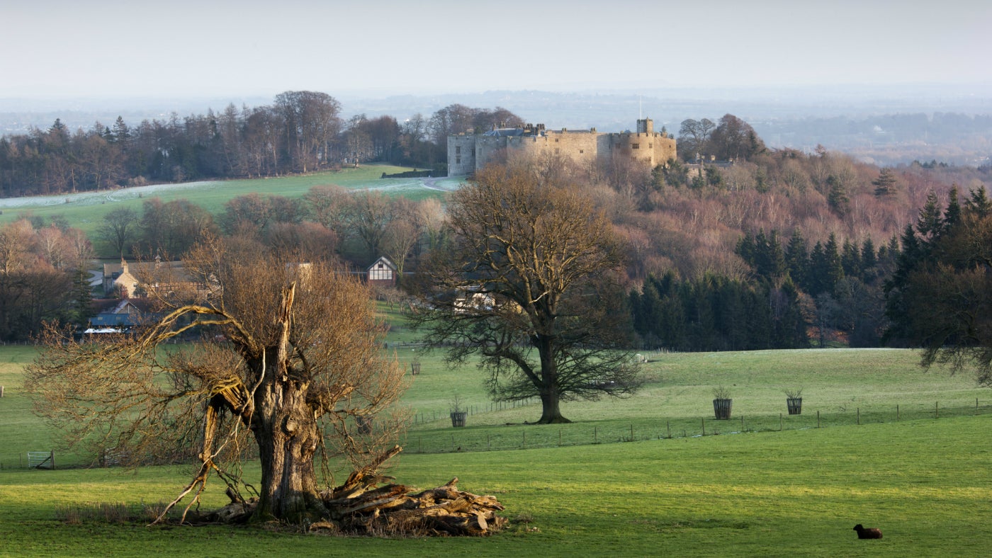 Chirk Castle estate and castle as seen from Tyn-y-Groes, Wrexham