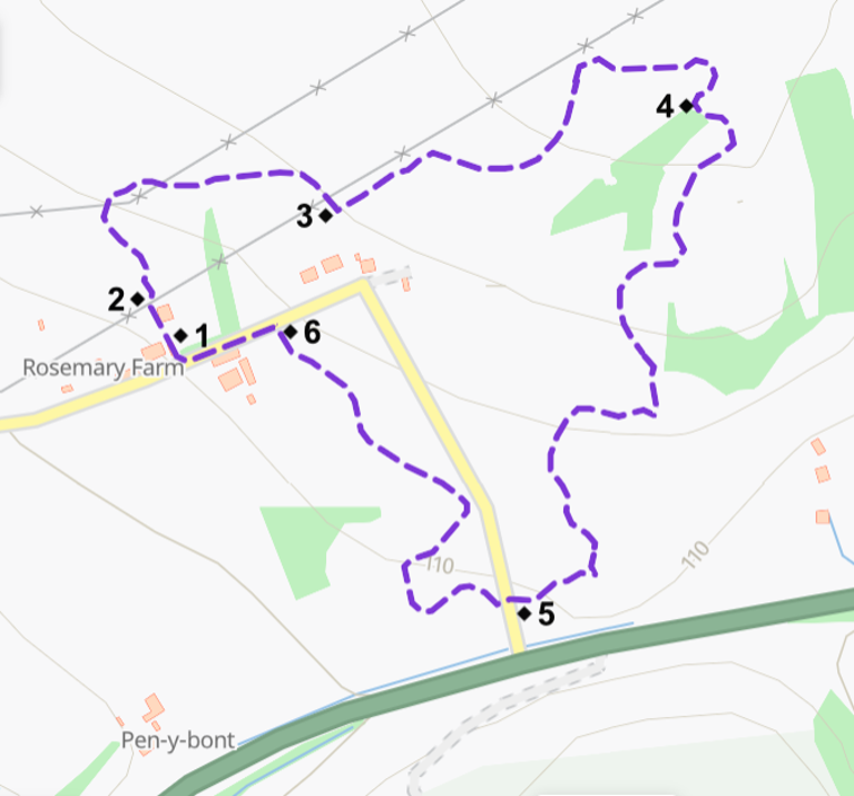 Colby Estate Mount and Barns Field walk (Purple Trail) map