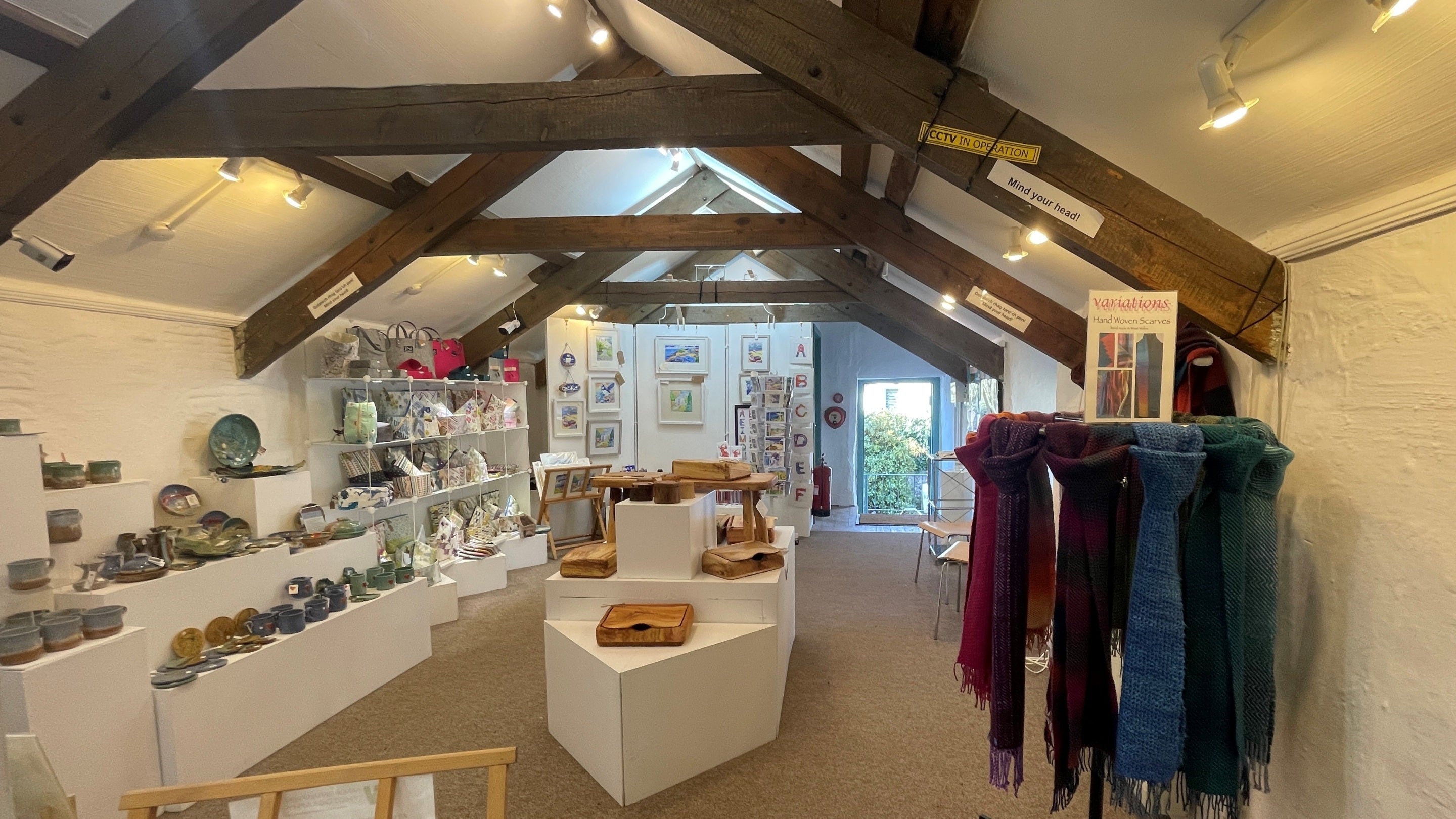The Loft Gallery interior entrance Colby Woodland Garden, Pembrokeshire.