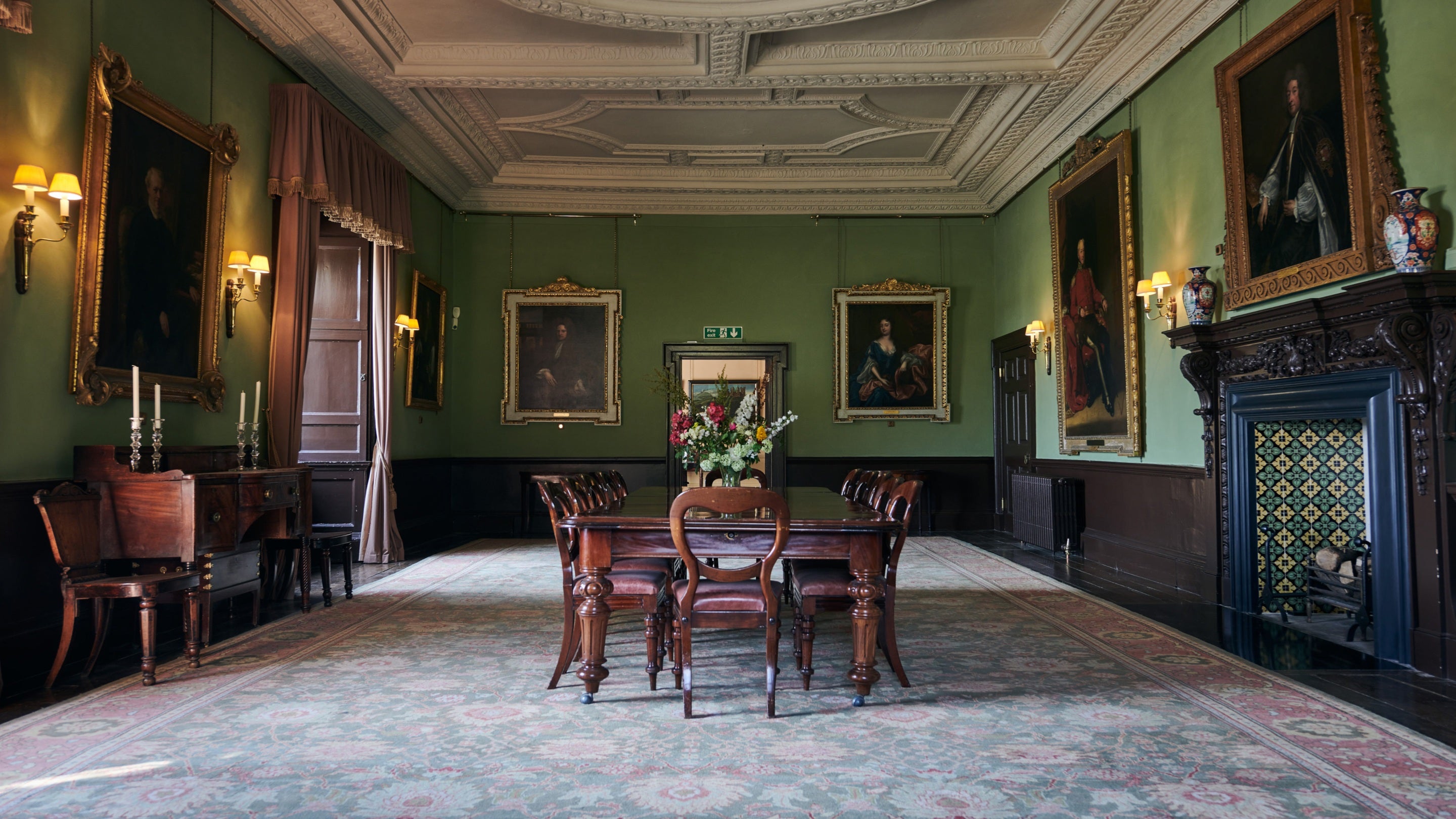 View of the dining room at Newton House, Dinefwr in Carmarthenshire, Wales