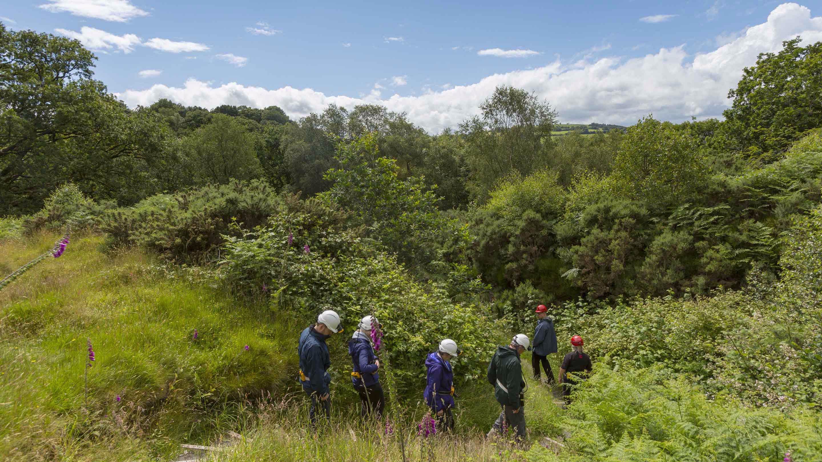 Visitors preparing to enter the mine at Dolaucothi Gold Mines, Carmarthenshire.