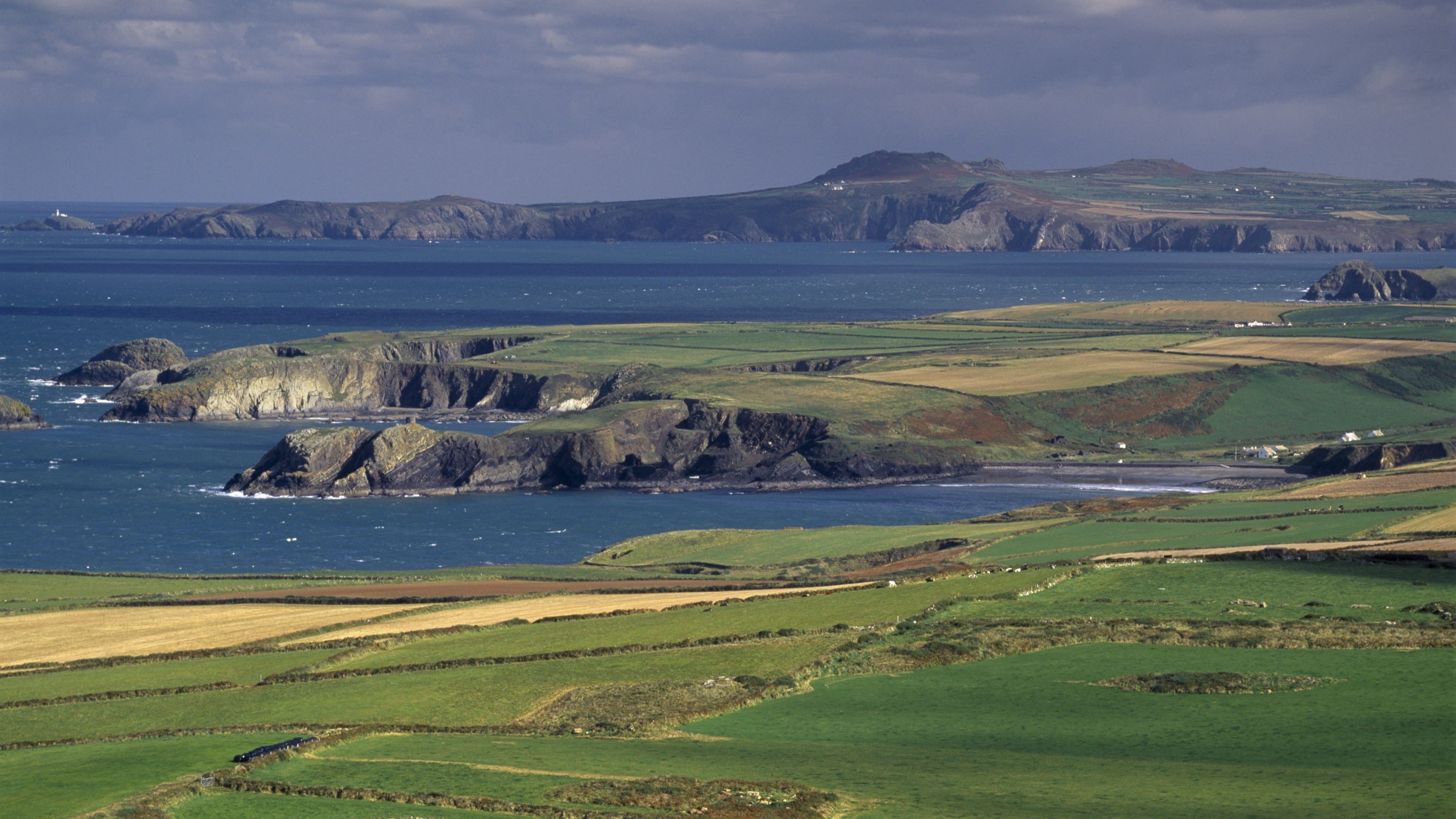 View from Penberry on St David's Head at St Bride's Bay, Pembrokeshire, looking north-east towards Strumble Head in the far distance