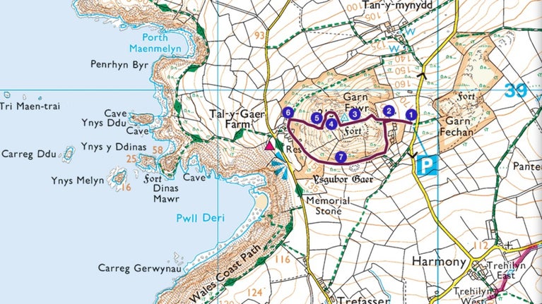 Garn Fawr viewpoint walk trail map
