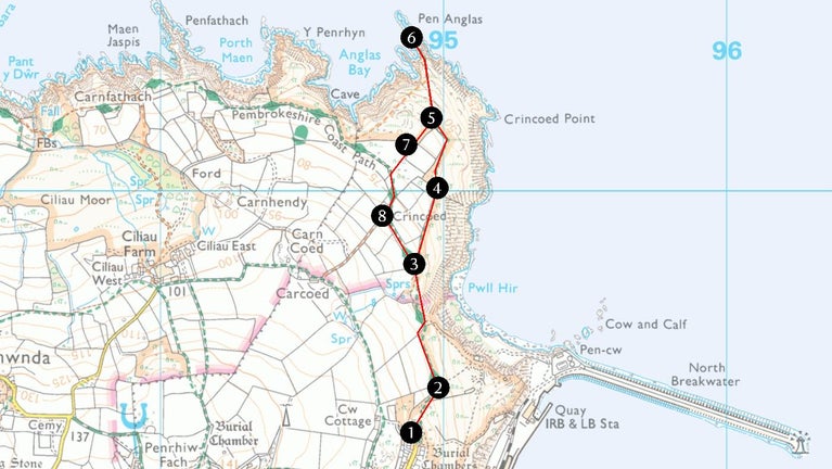 Pen Anglas headland walk map