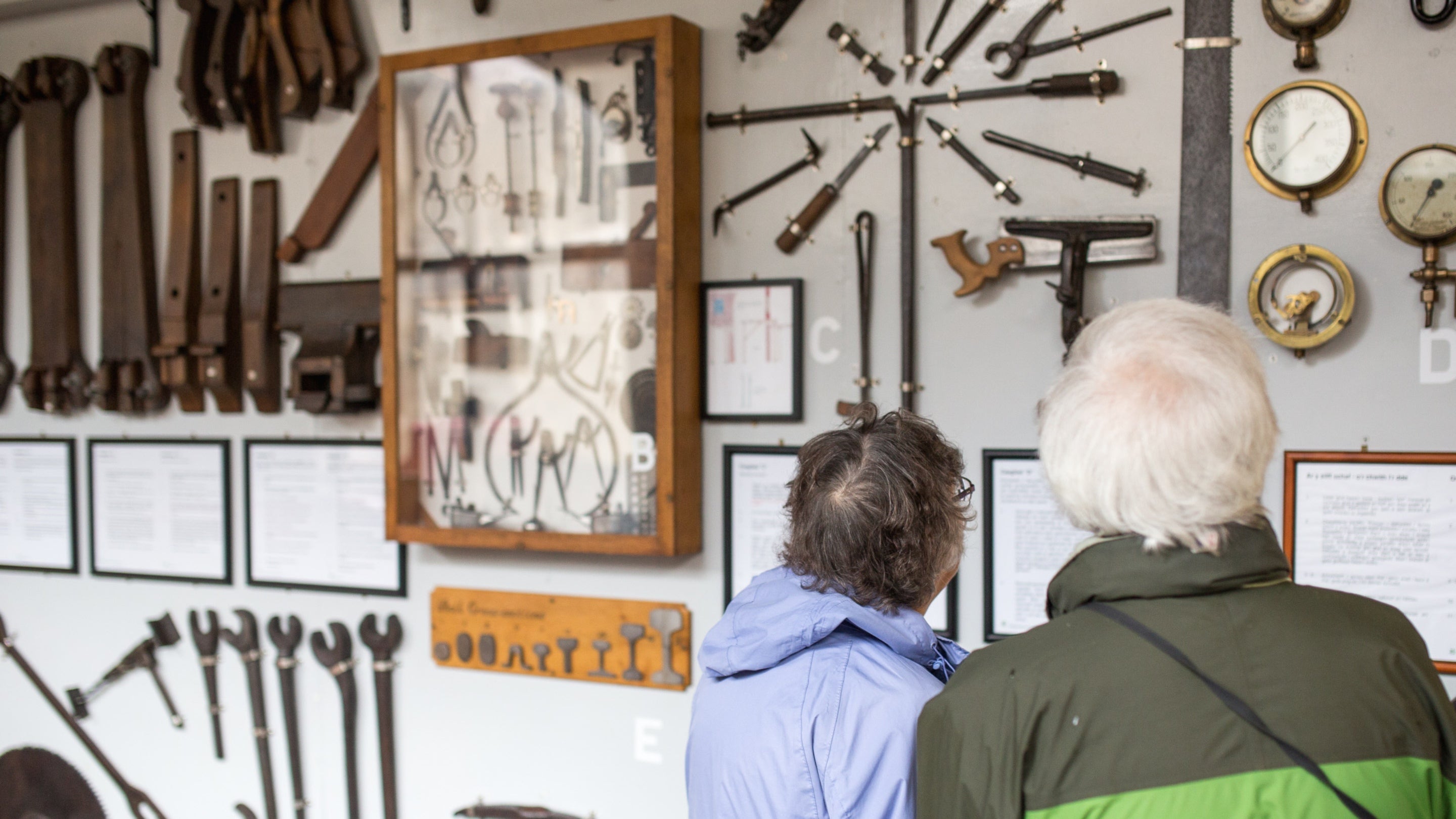Visitors at the Railway Museum at Penrhyn Castle and Garden, North Wales