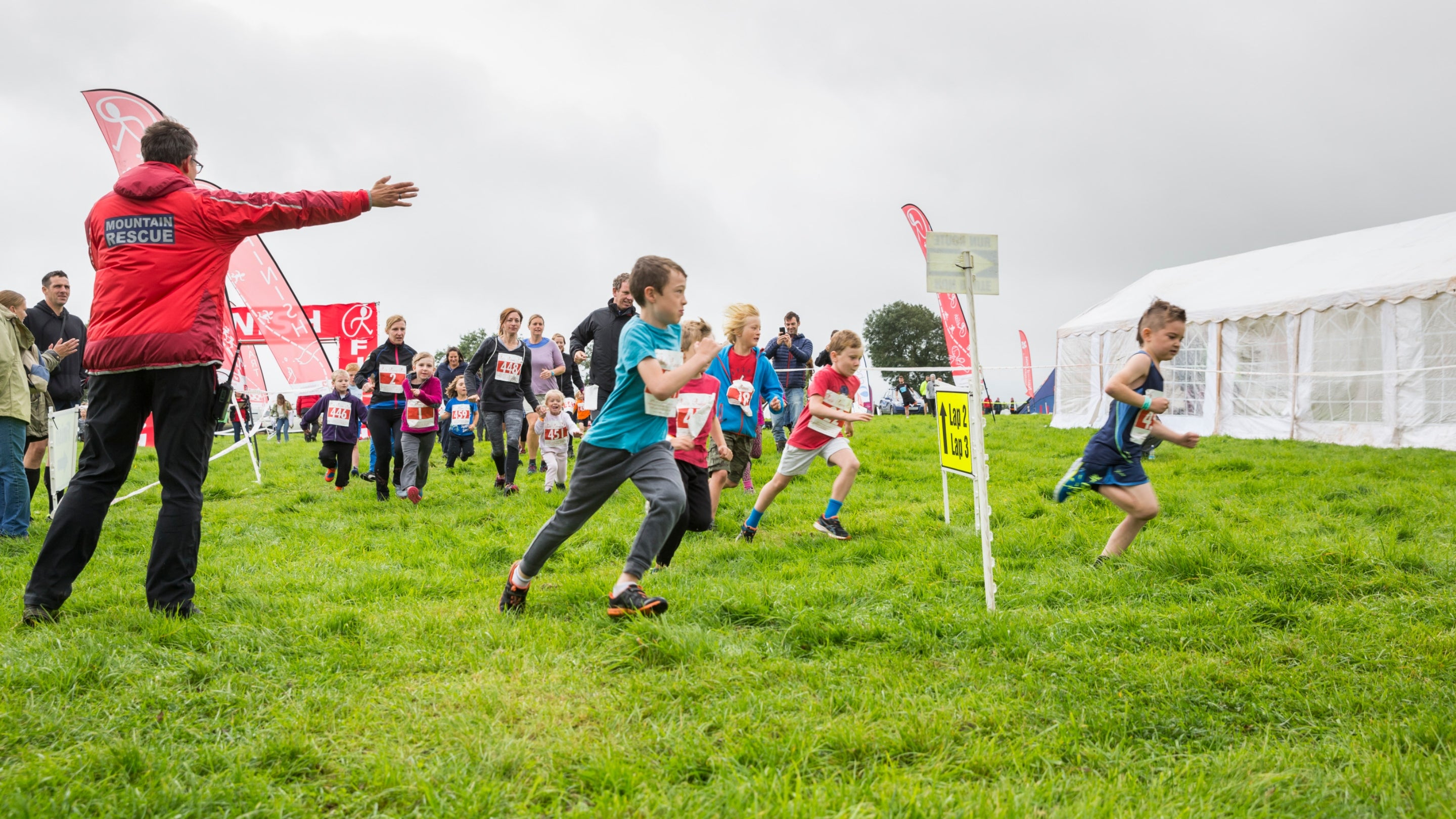 Children running at the start of a race