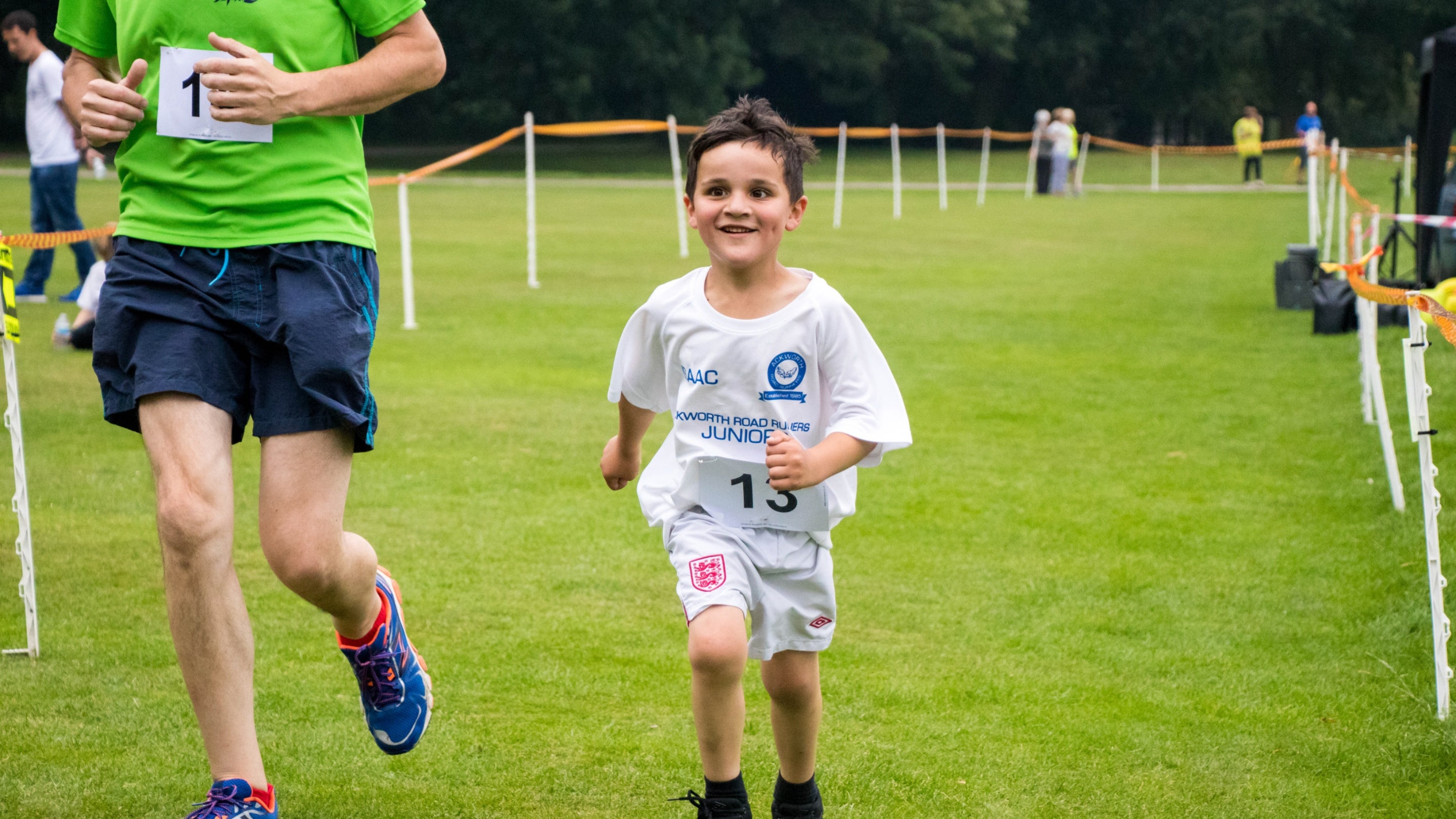 Photo of a child finishing a race