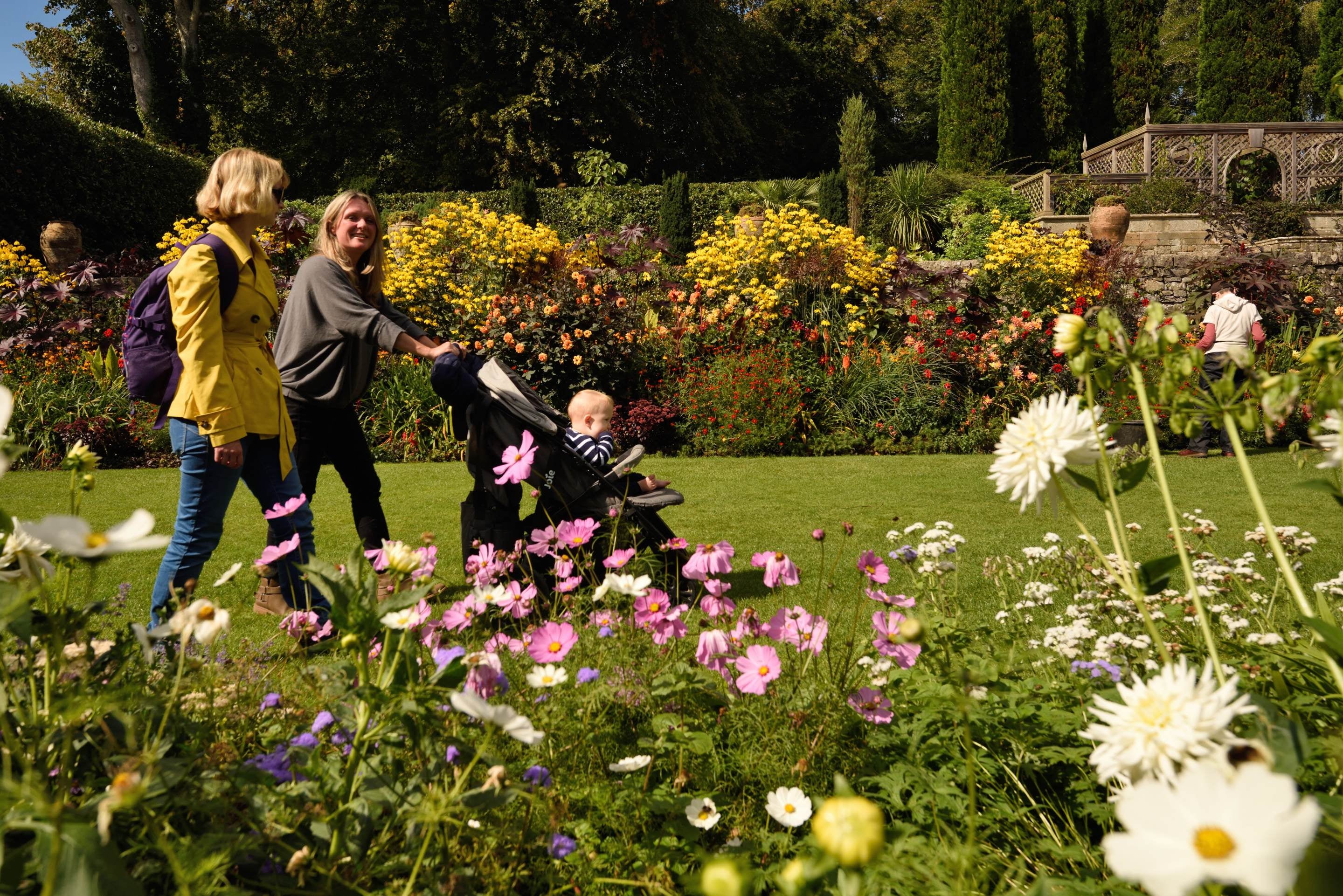 Visitors enjoying the Plas Newydd gardens