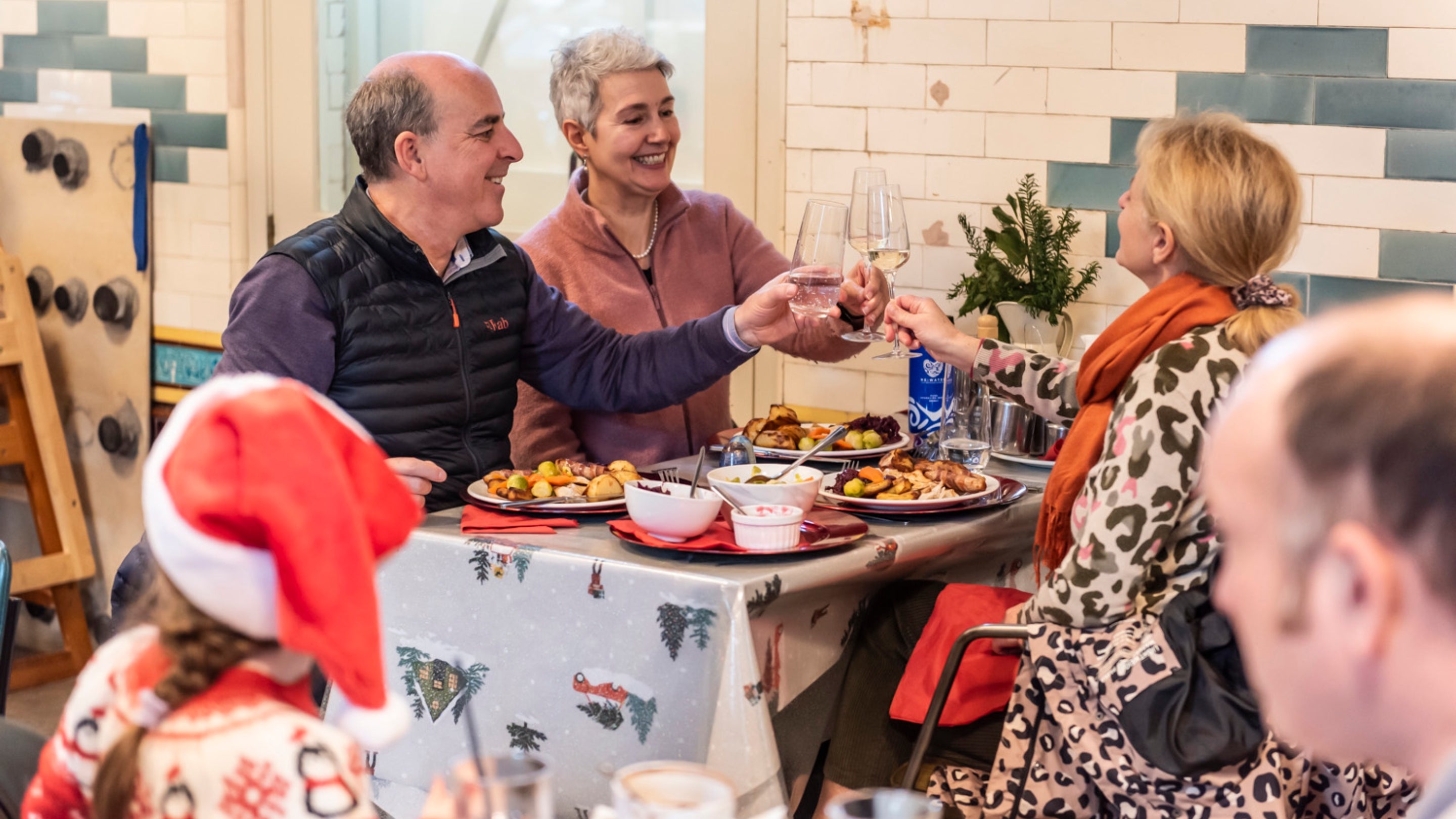 People eating at the Old Dairy Cafe at Plas Newydd