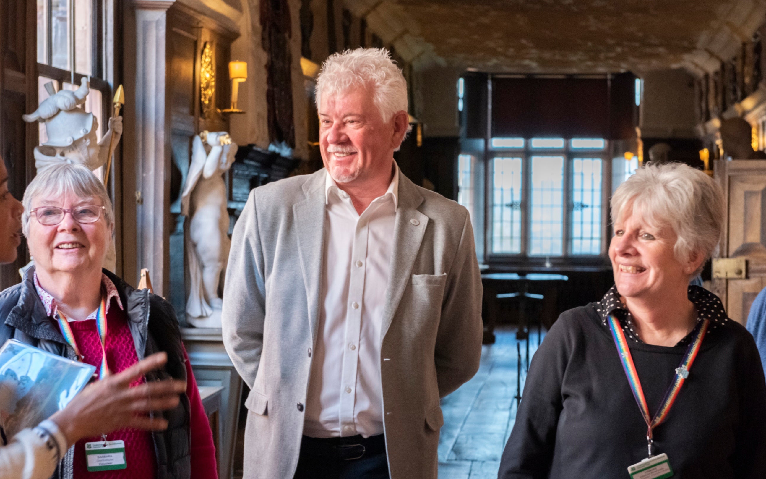 Volunteers in the Long Gallery at Powis Castle, Wales