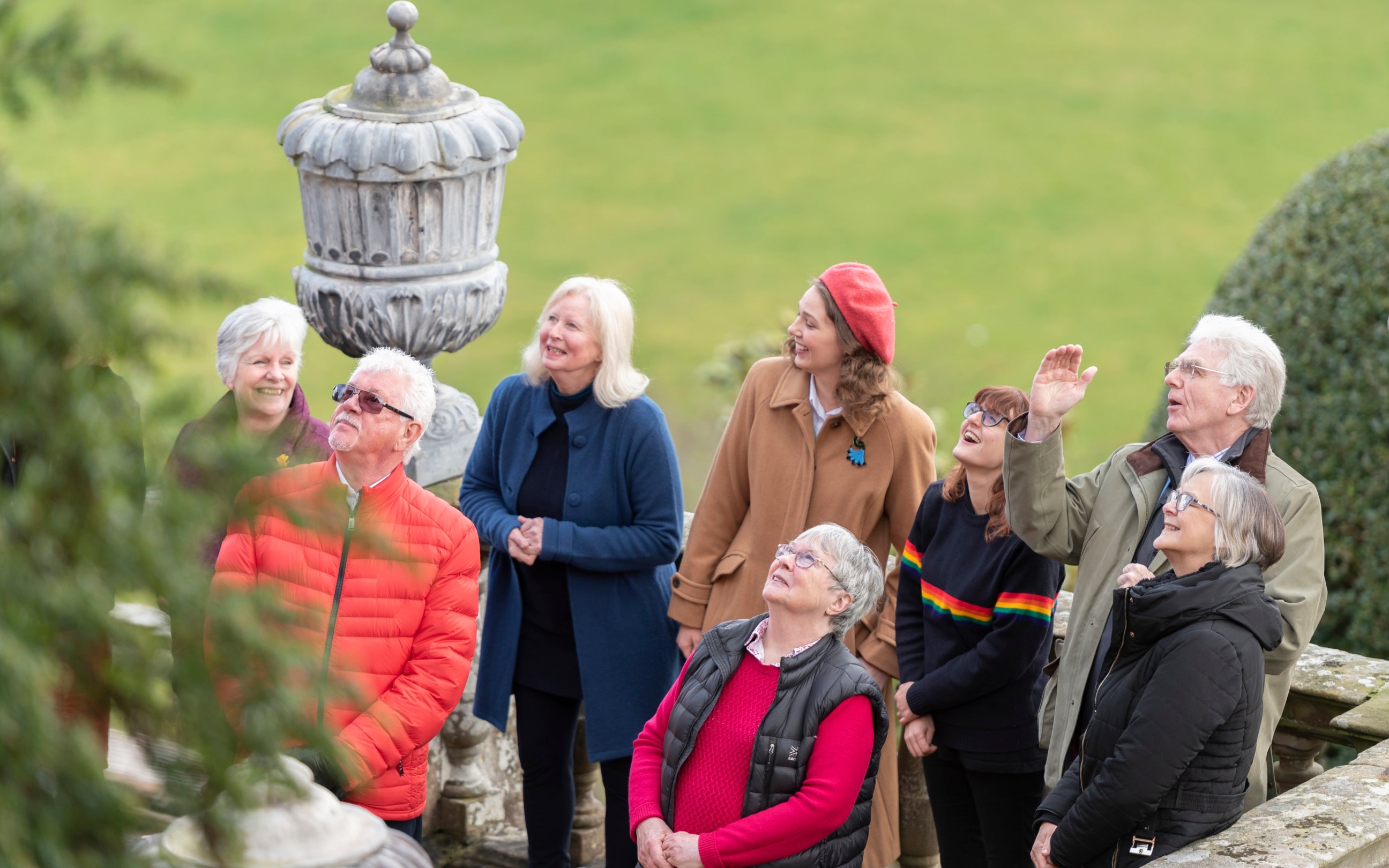 Volunteers on the terrace at Powis Castle