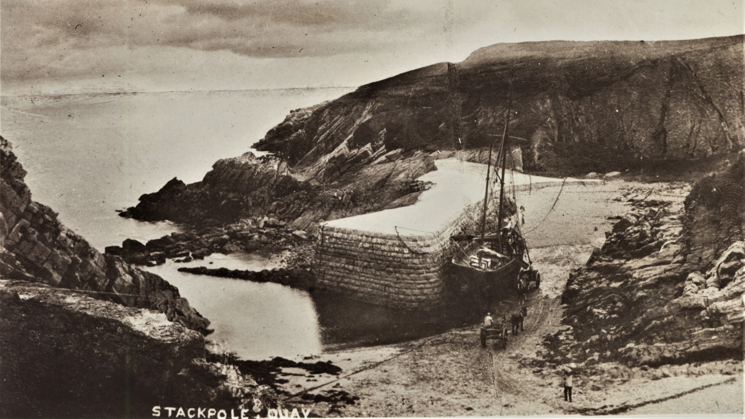 Stackpole Quay early 20th Century with small ship