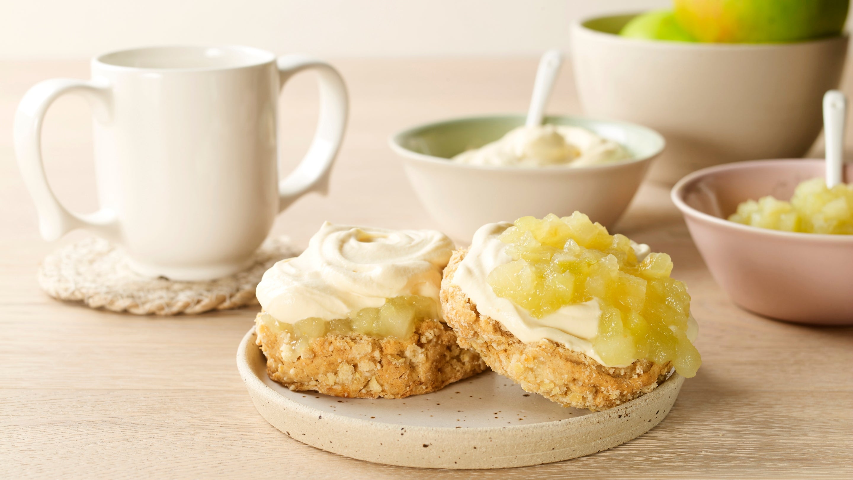 An apple crumble scone which is scone of the month for September at the National Trust