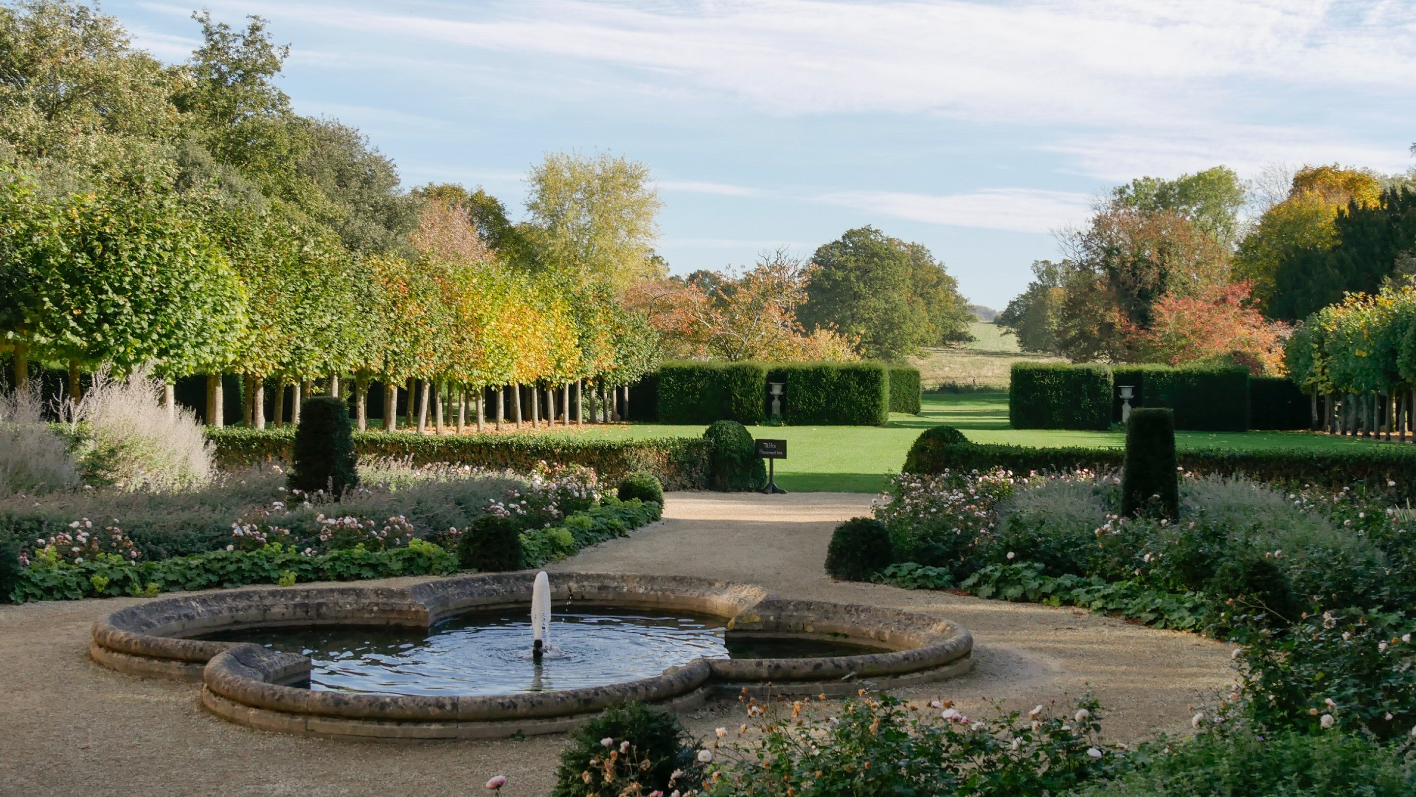 View of the autumn Garden at Coughton Court Warwickshire