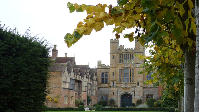 Autumn view of rear of Coughton Court