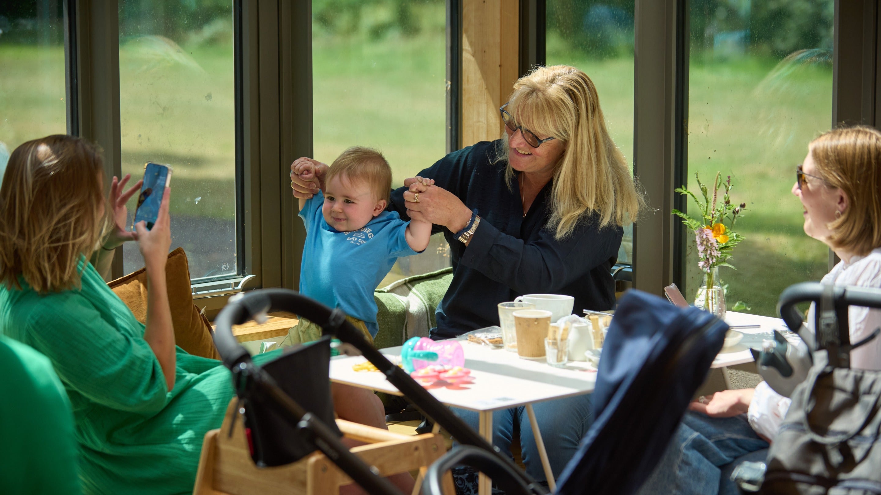 Visitors in the cafe at Charterhouse