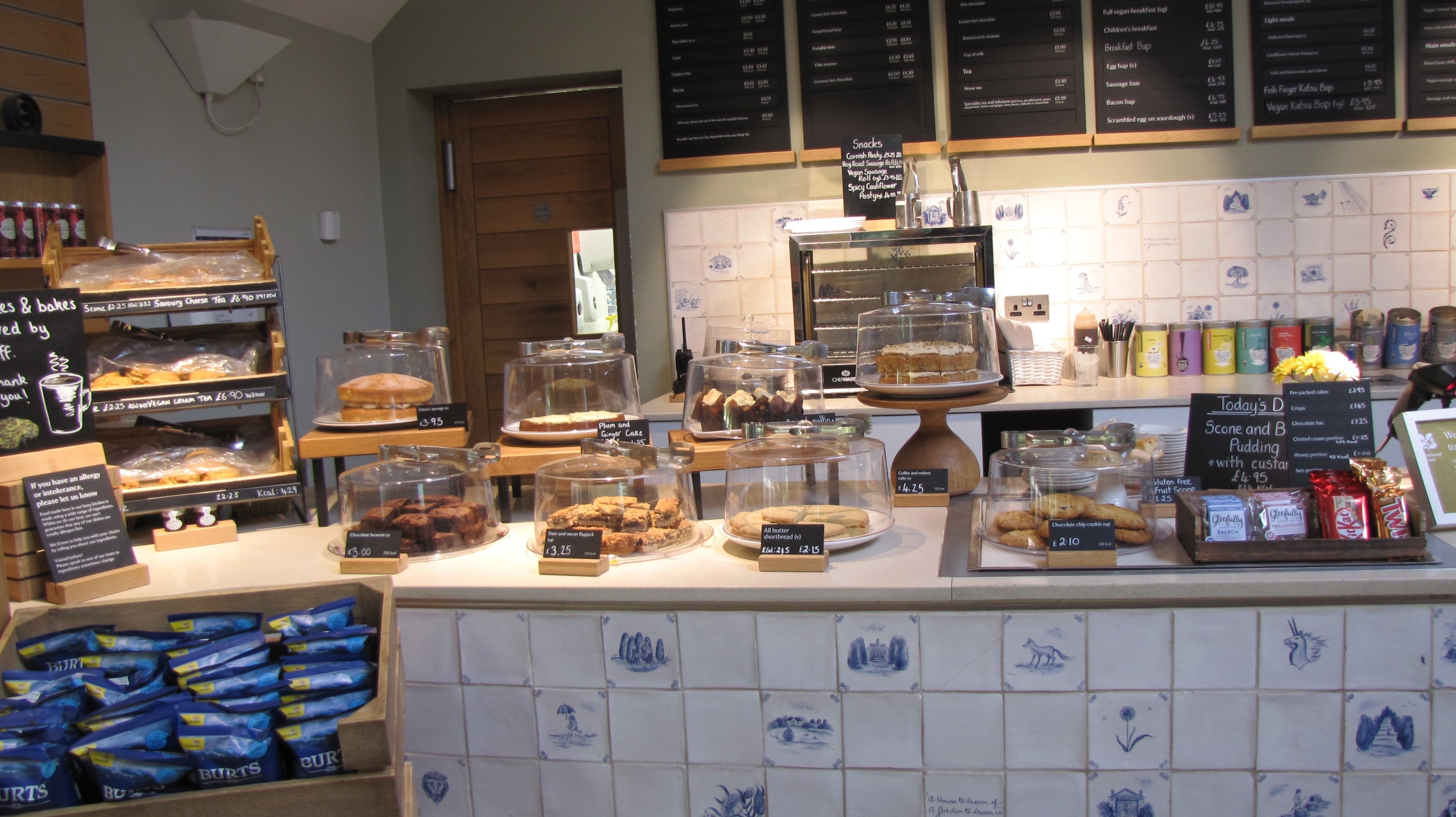 Tempting items on display in the Garden Kitchen Café at Packwood, Warwickshire