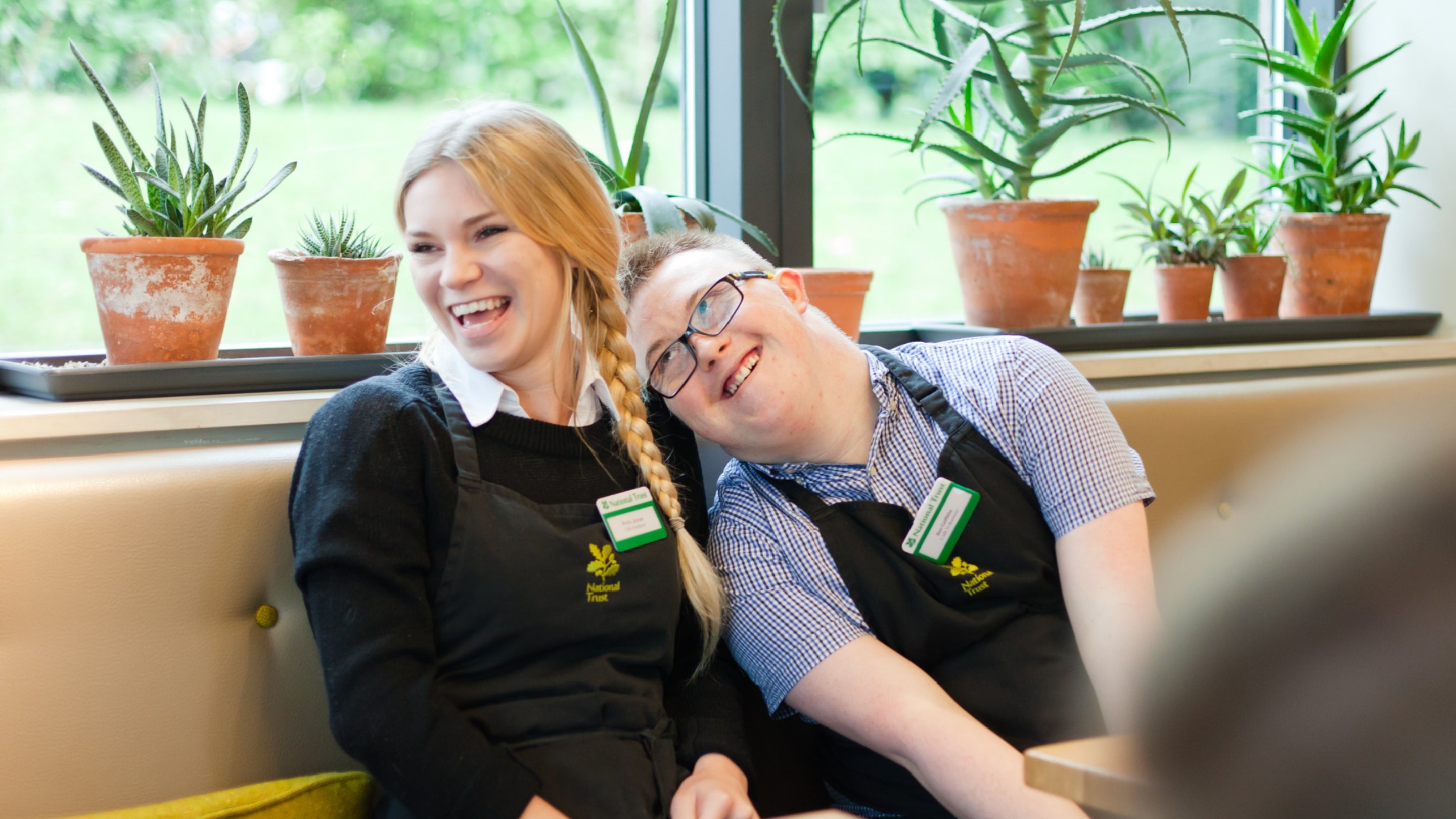 Catering staff in the Garden Kitchen Cafe at Packwood House, Warwickshire