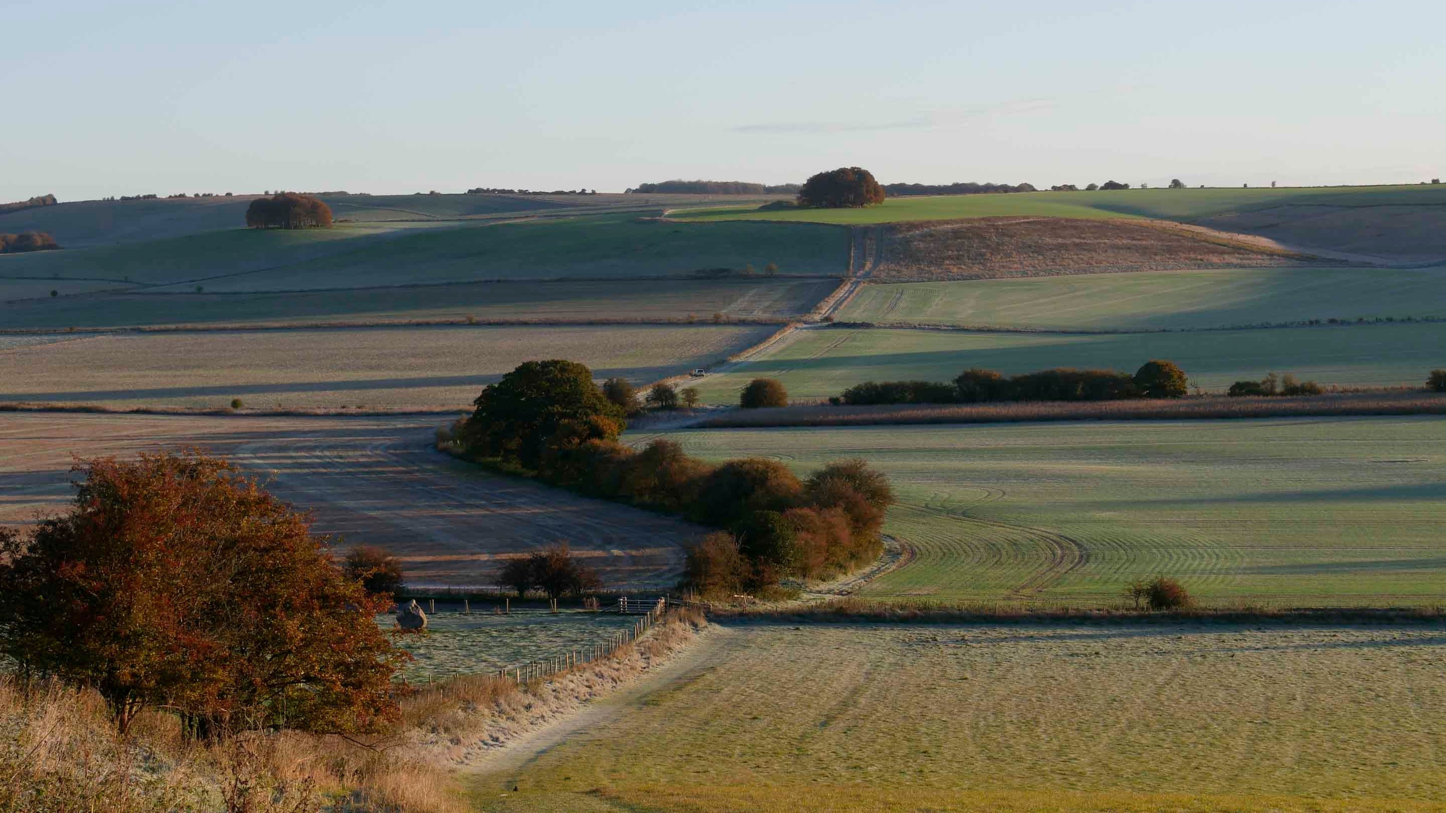 The Ridgeway in the distance from Waden Hill at Avebury, Wiltshire