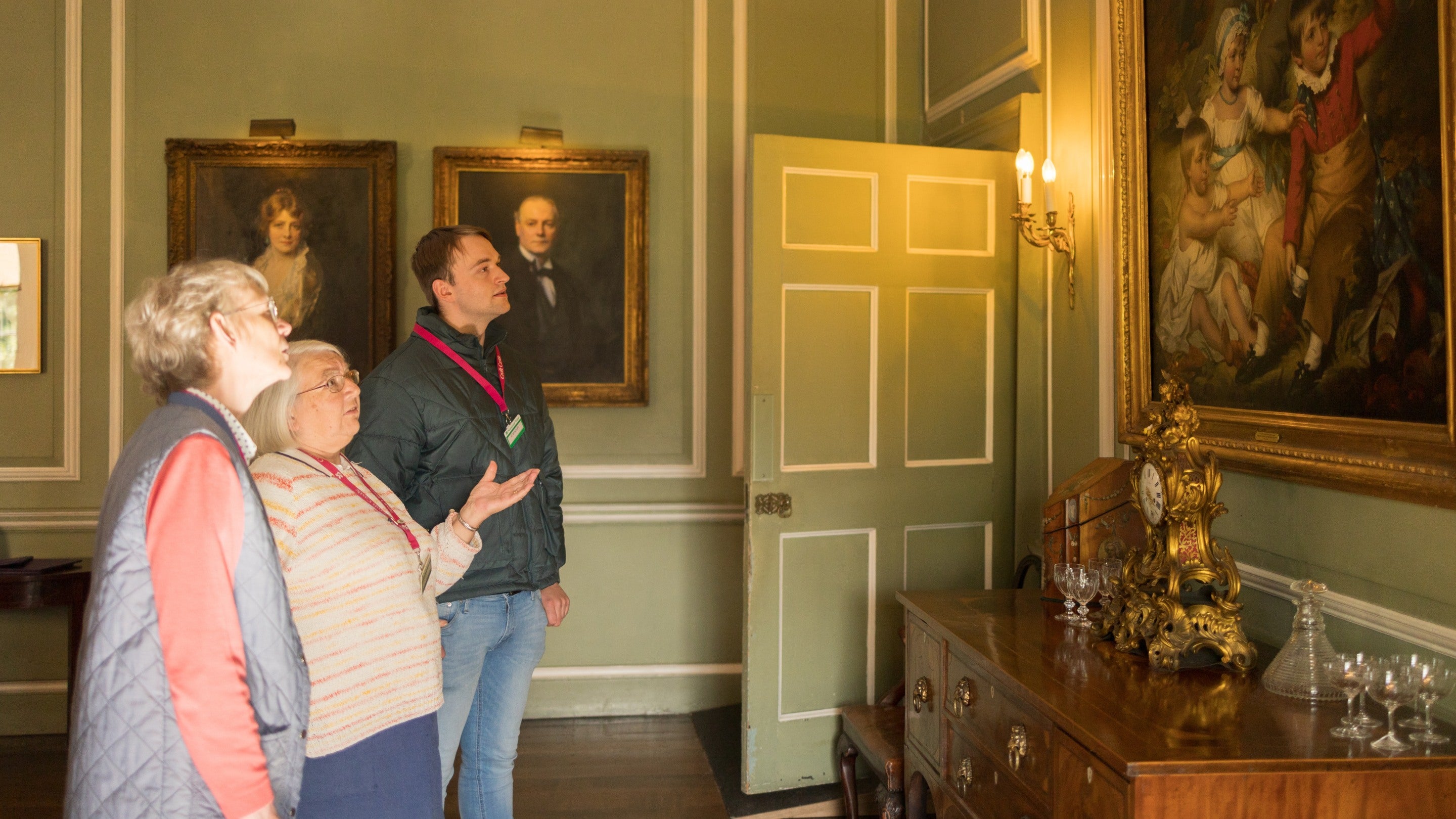 House Experience Volunteers at work in the Dining Room at Croft Castle