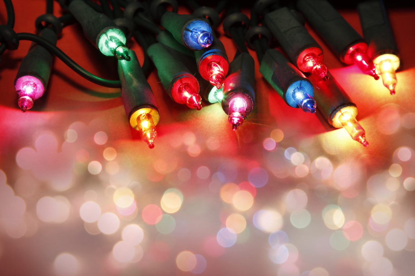 Bright multi coloured Christmas lights