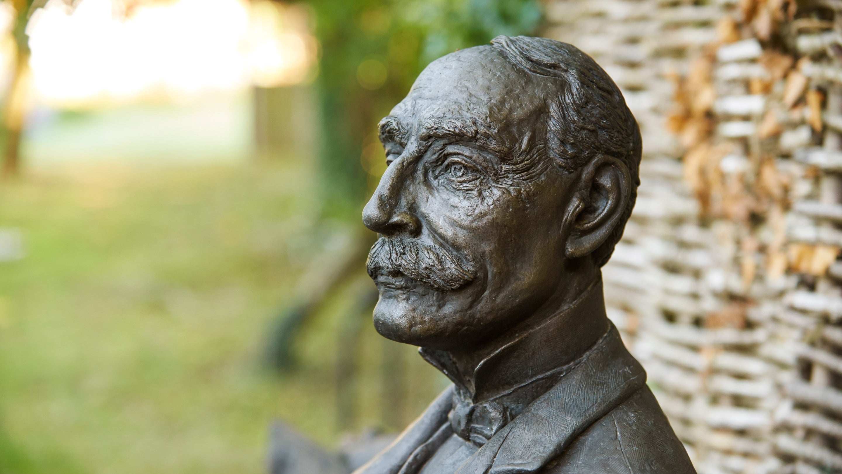 Statue of Sir Edward Elgar gazing out to the Malvern Hills at The Firs, Worcestershire