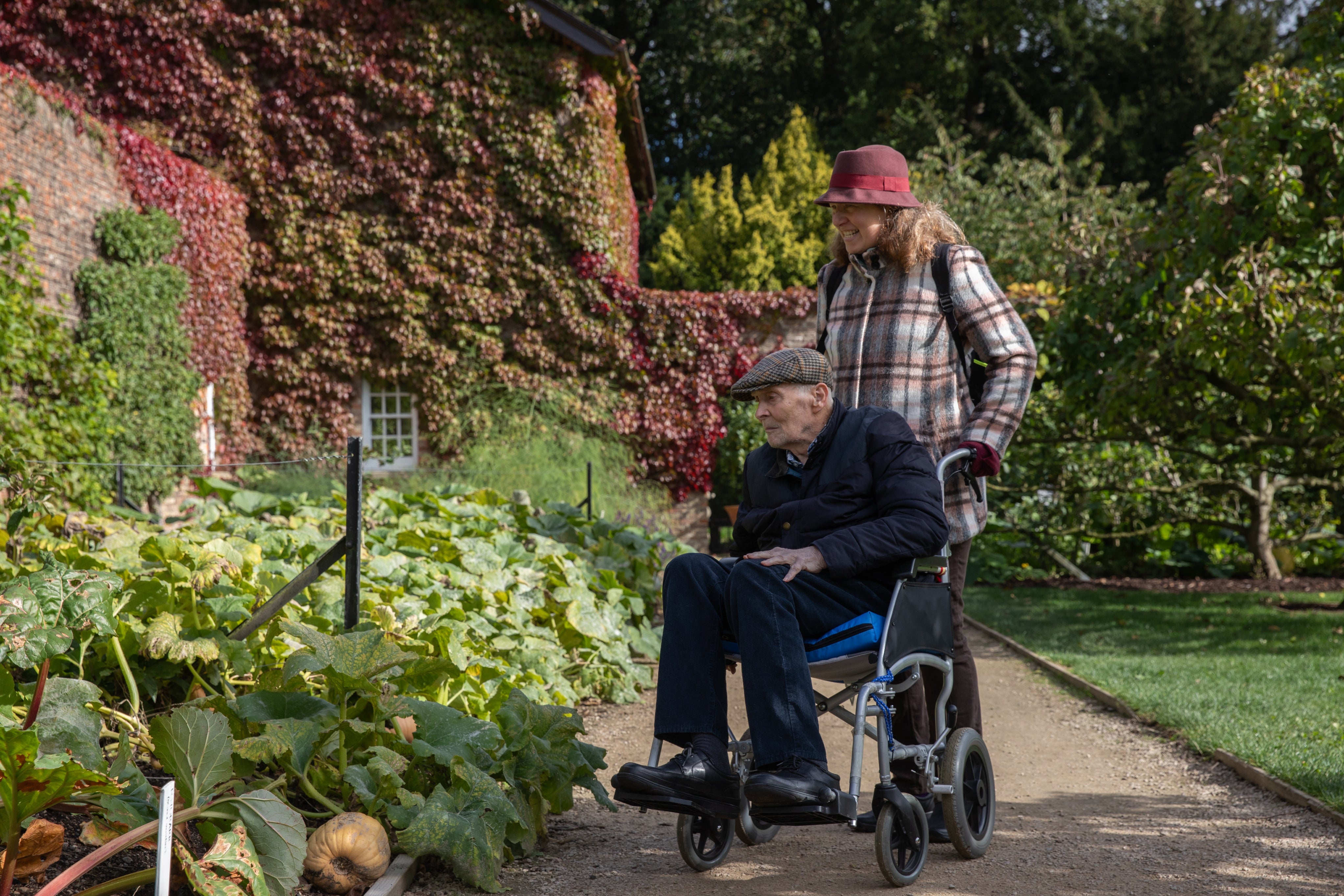 Visitors exploring the Walled Garden at Beningbrough, North Yorkshire