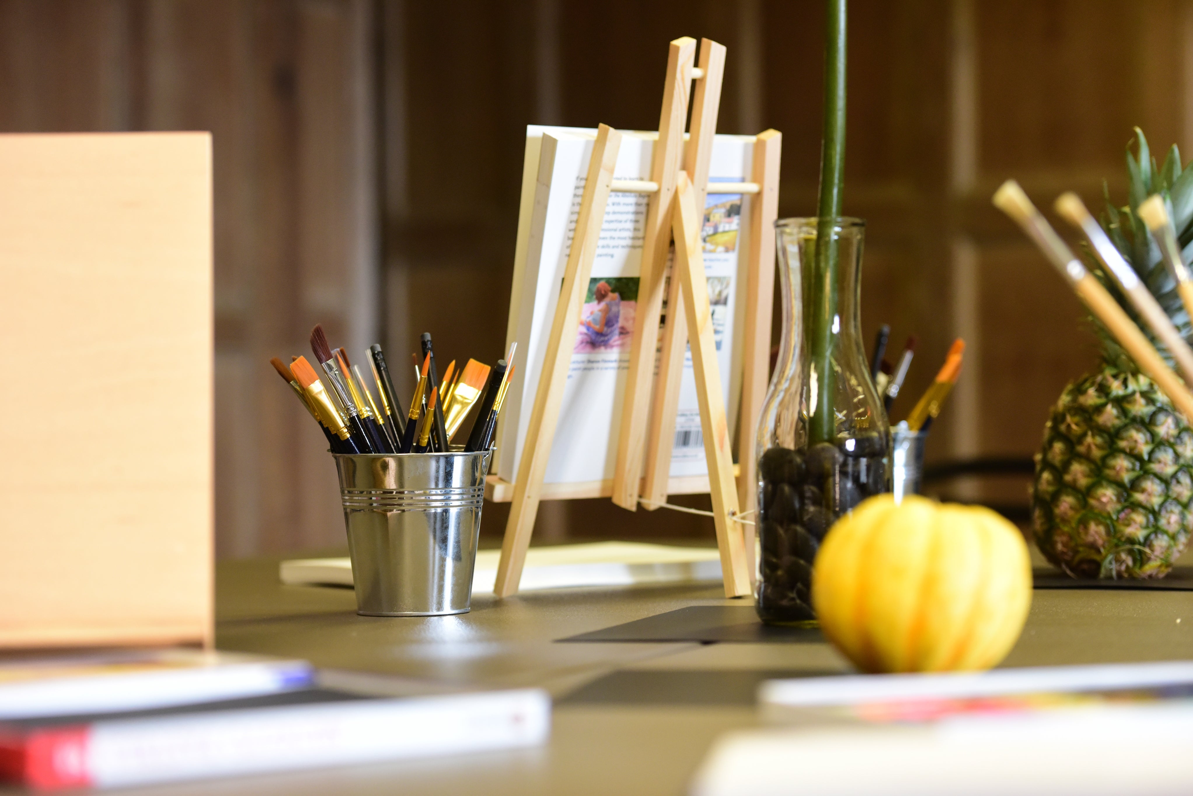 Art supplies on a table at Beningbrough