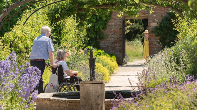 Visitors in the Walled Garden at Beningbrough Hall and Gardens, North Yorkshire