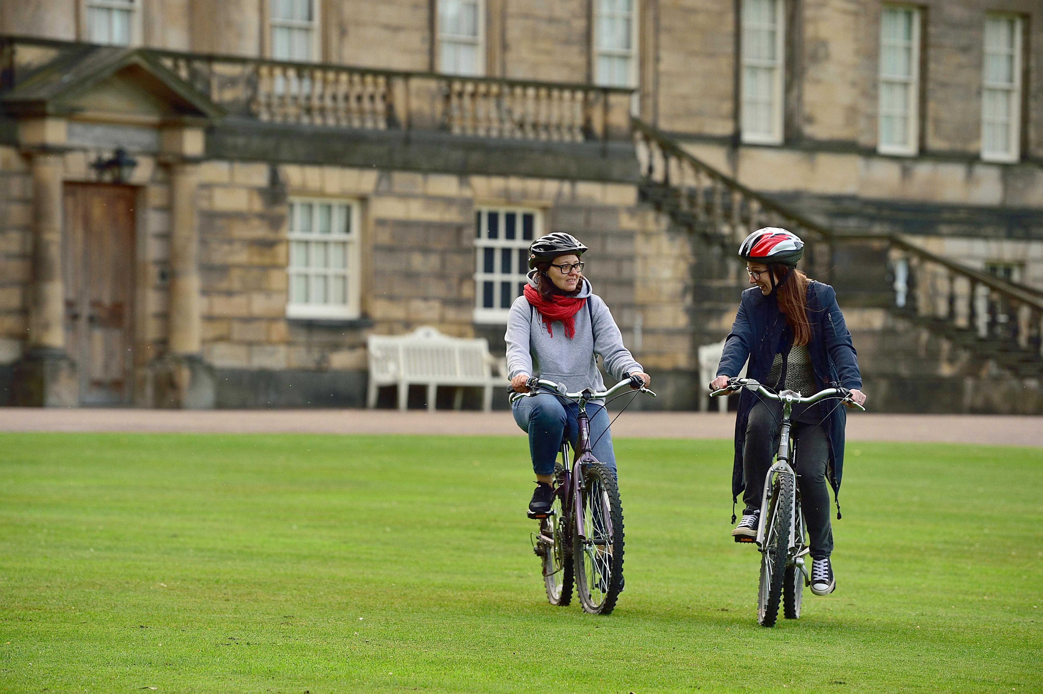 Autumn Cycling in front of the house at Nostell