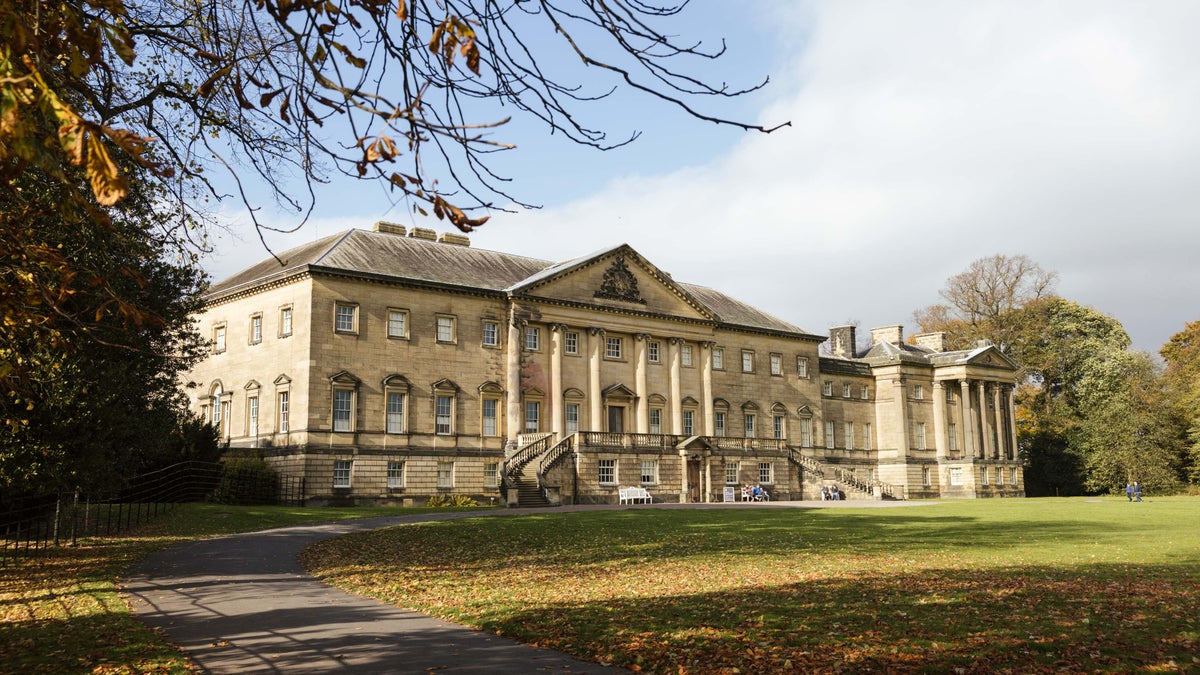 Autumn view of the front of Nostell's Palladian mansion