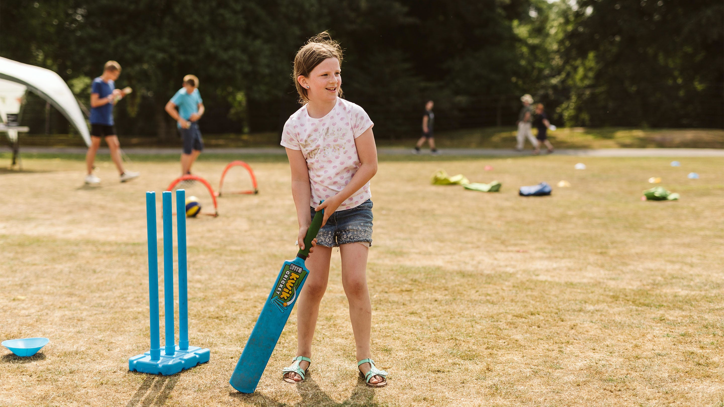 Children playing summer sports at Nostell Priory, Yorkshire