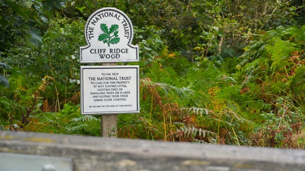 National Trust Omega sign displaying Cliff Ridge Wood