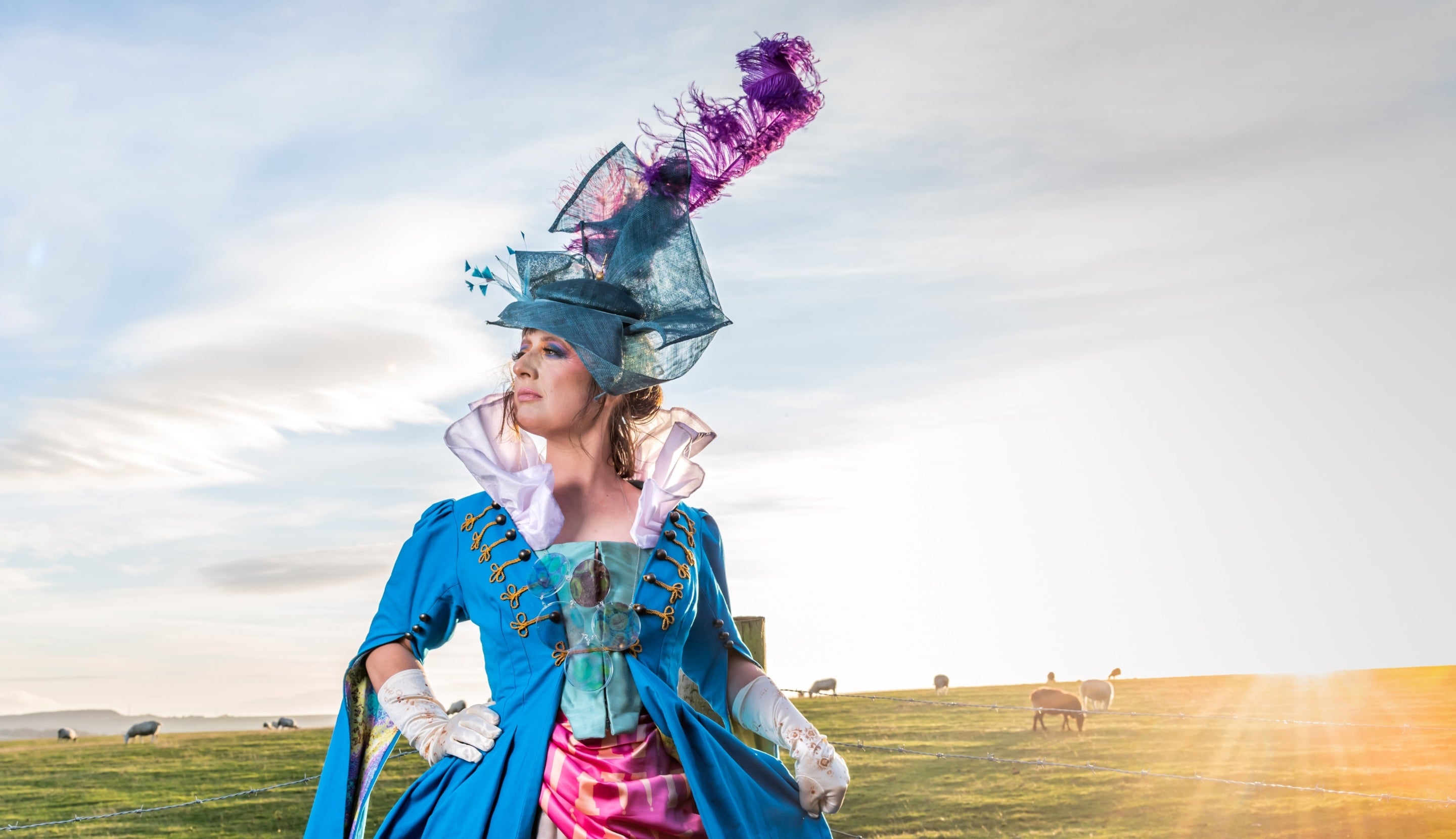 Lorna from Gobbledegook Theatre wearing a costume inspired by the life of Lady Mary Wortley Montagu