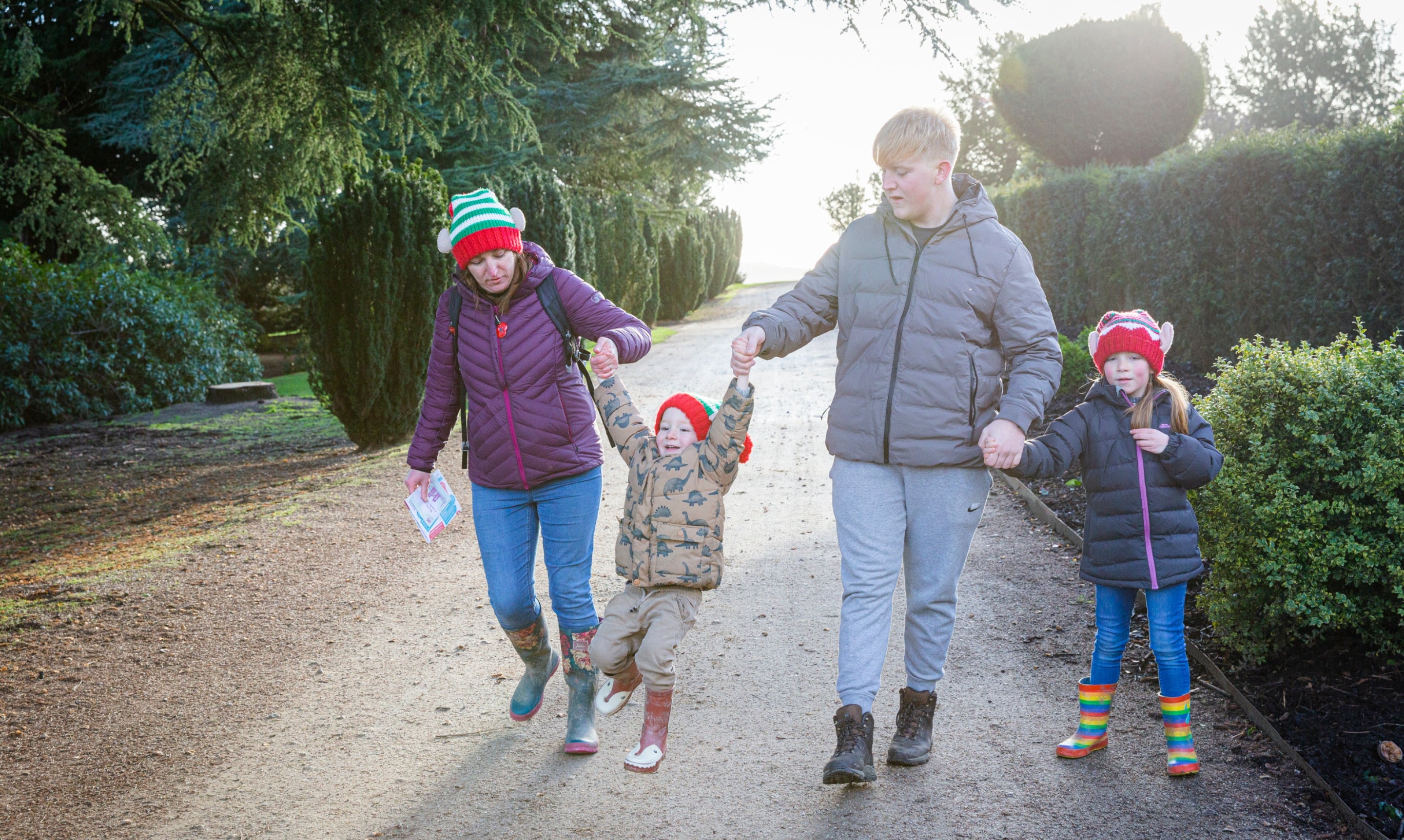 A festive family enjoy a winter visit to Wentworth Castle Gardens